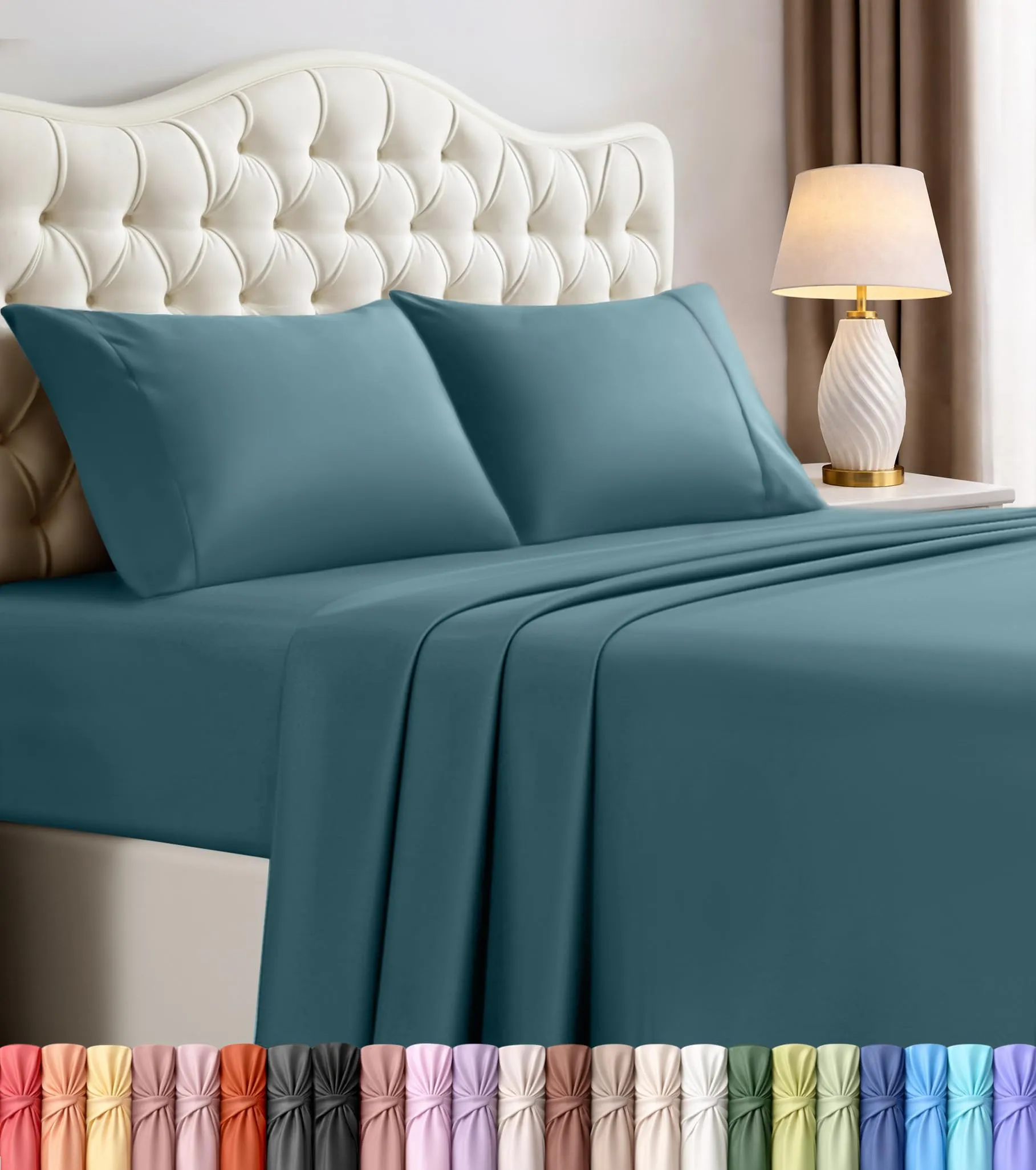Utopia Bedding Set Lenzuola Queen Size, 4 Pezzi, Microfibra Traspirante, Blu Cielo - immagine 1