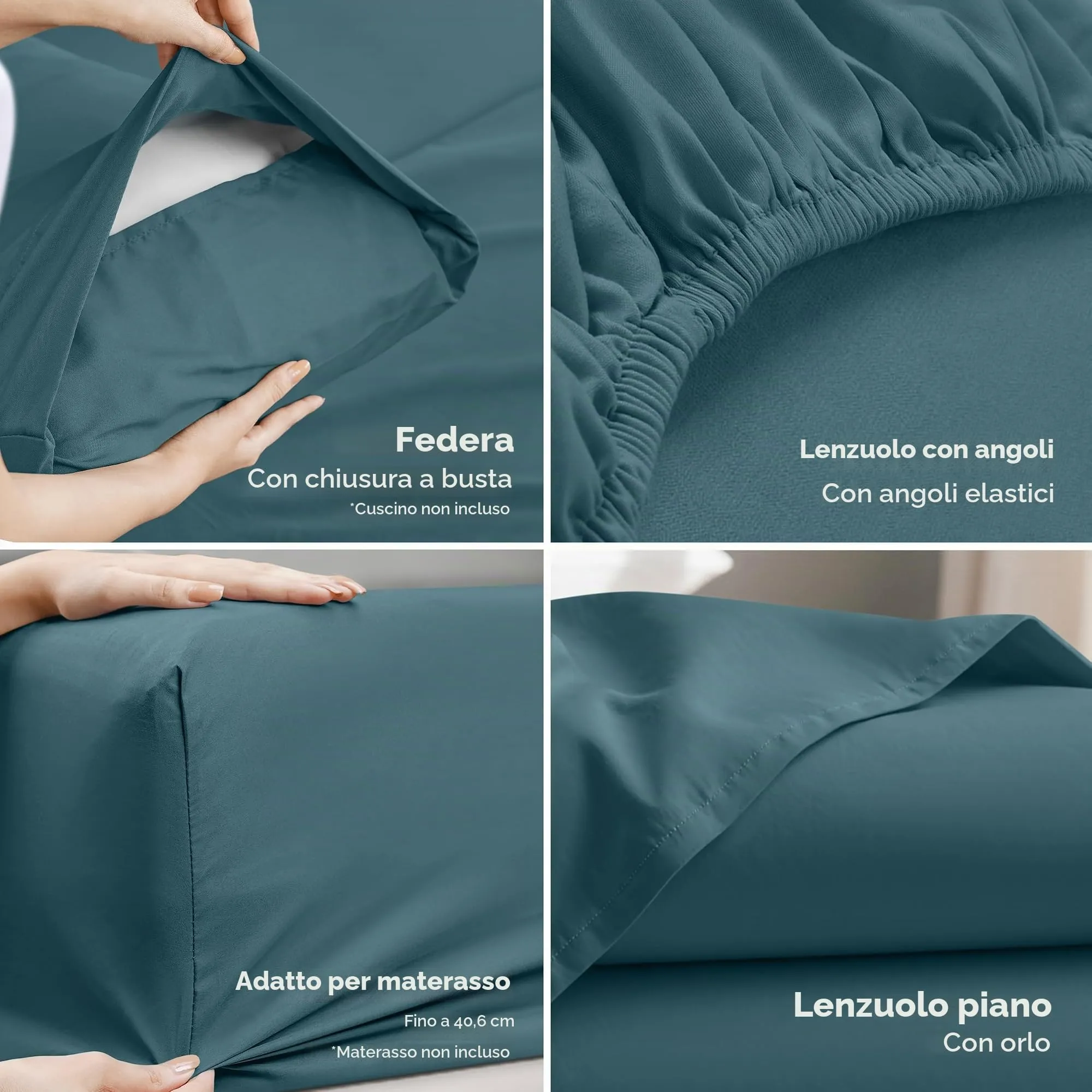 Utopia Bedding Set Lenzuola Queen Size, 4 Pezzi, Microfibra Traspirante, Blu Cielo - immagine 3