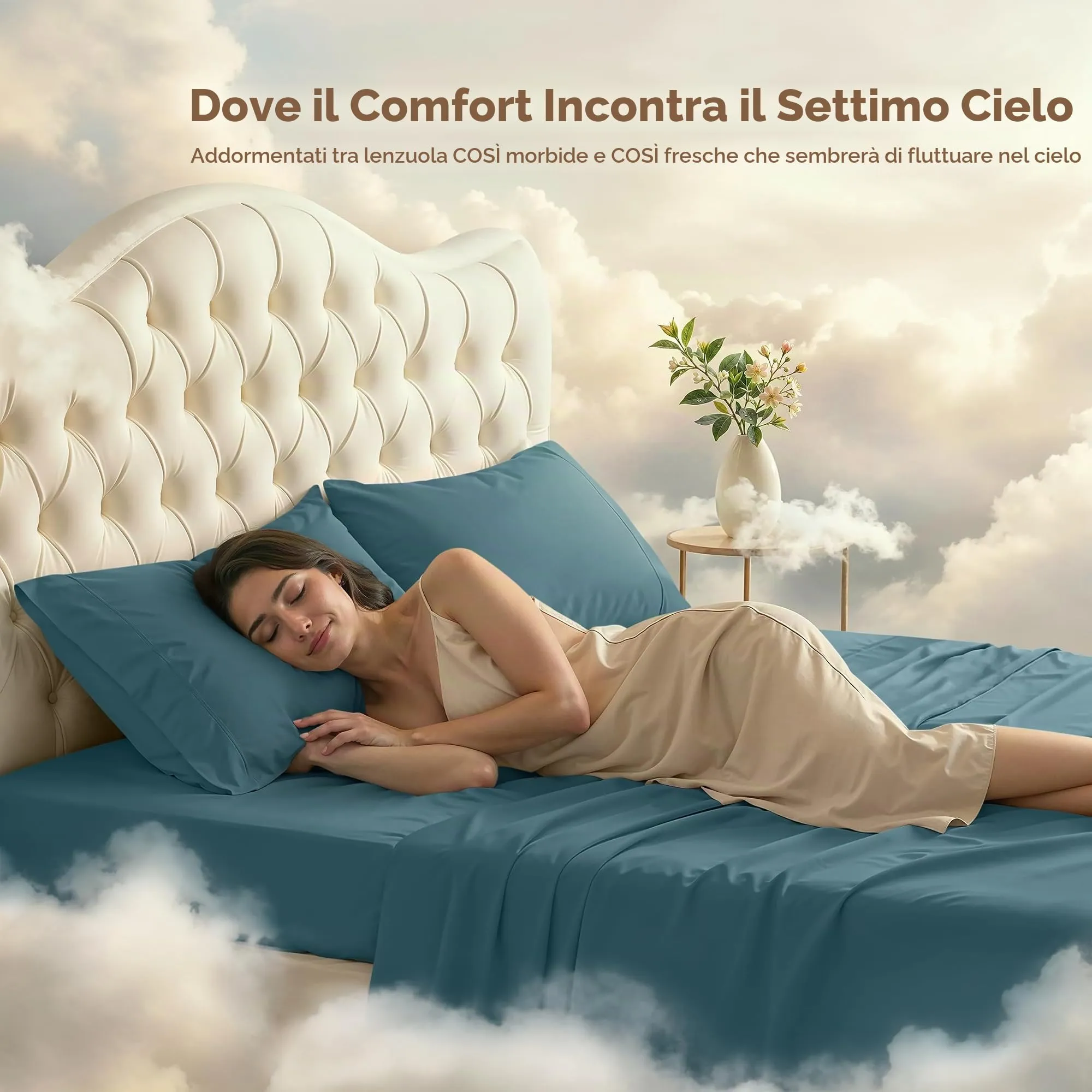 Utopia Bedding Set Lenzuola Queen Size, 4 Pezzi, Microfibra Traspirante, Blu Cielo - immagine 4