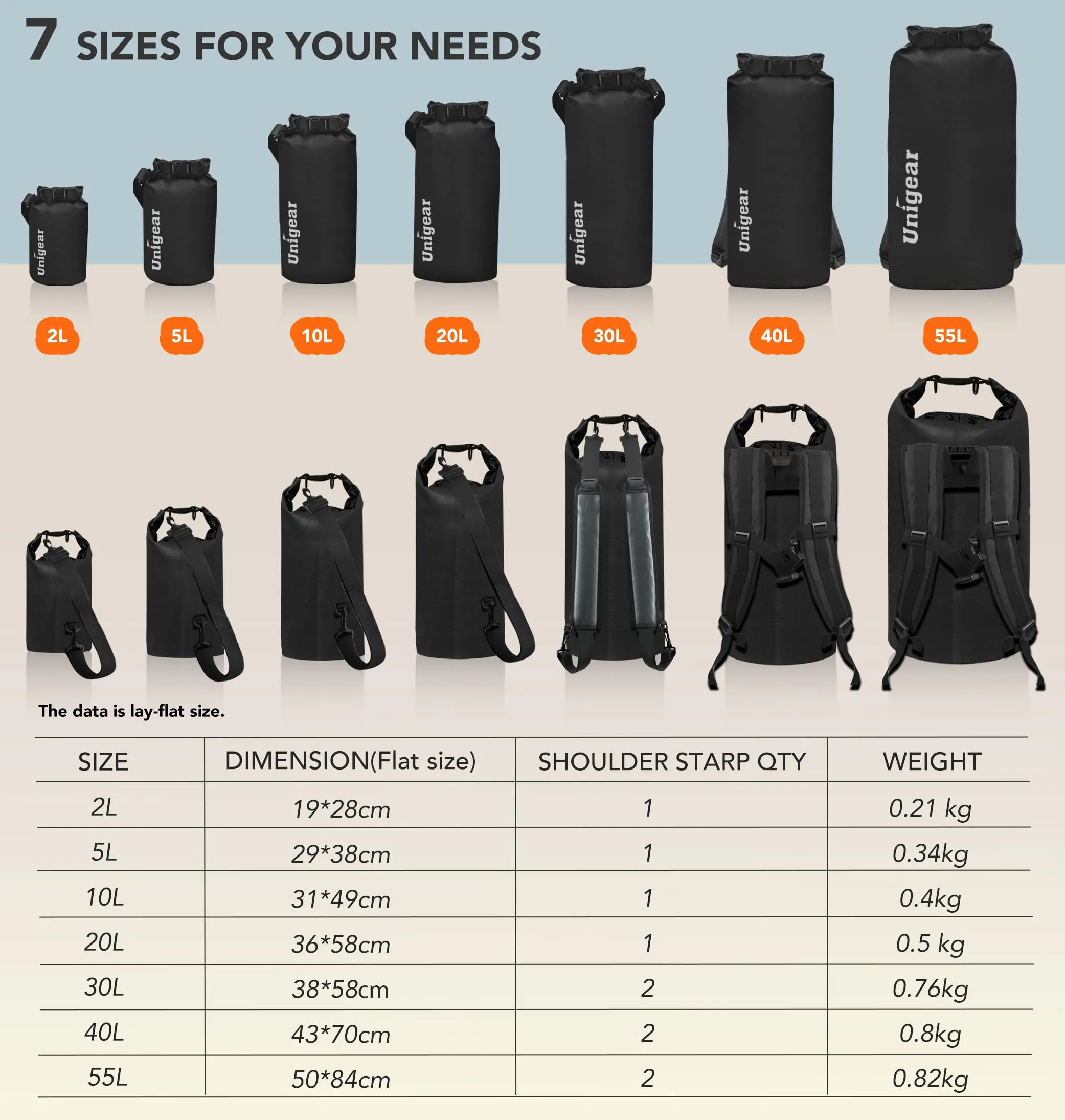 Unigear Borsa Impermeabile Sacca Stagna Dry Bag 2L - immagine 2