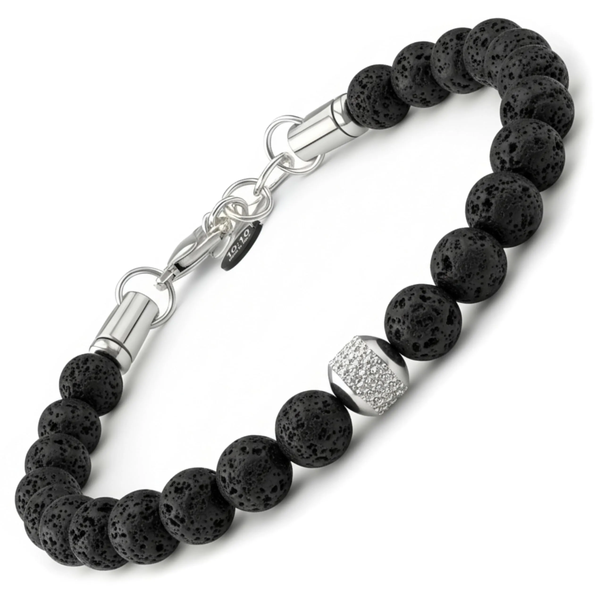 10:10 Bracciale Uomo in Pietre Naturali Lava Nera 8mm - Made in Italy - immagine 1