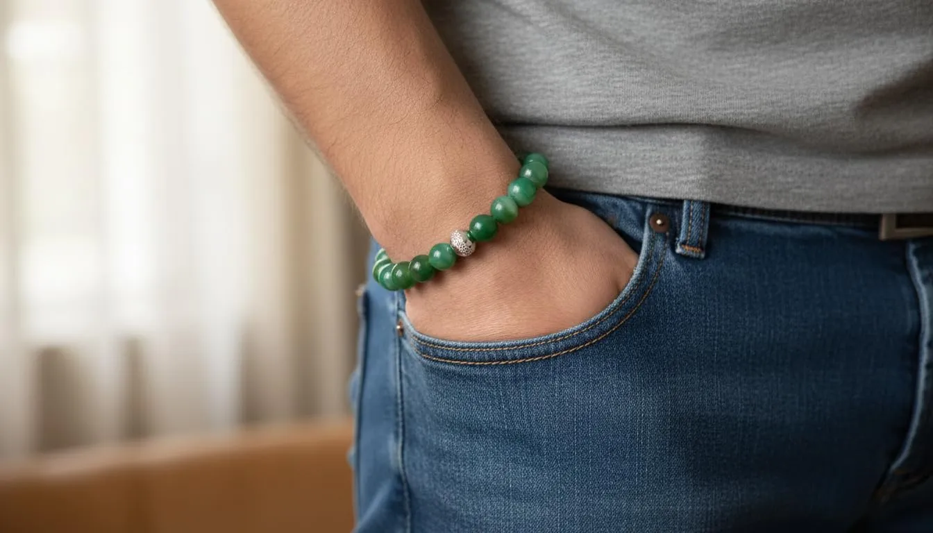 10:10 Bracciale Uomo in Agata Verde 8mm - Made in Italy - immagine 3