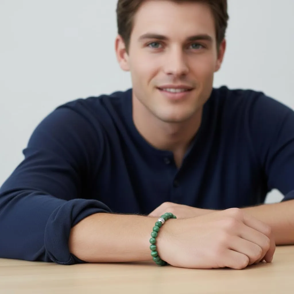 10:10 Bracciale Uomo in Agata Verde 8mm - Made in Italy - immagine 5