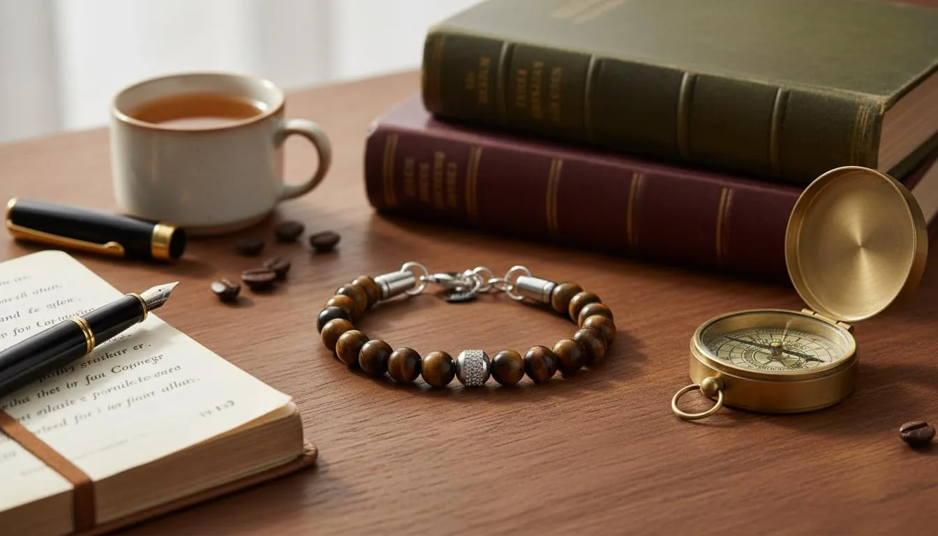 10:10 Bracciale Uomo in Pietre Naturali Occhio di Tigre 8mm - Made in Italy - immagine 4