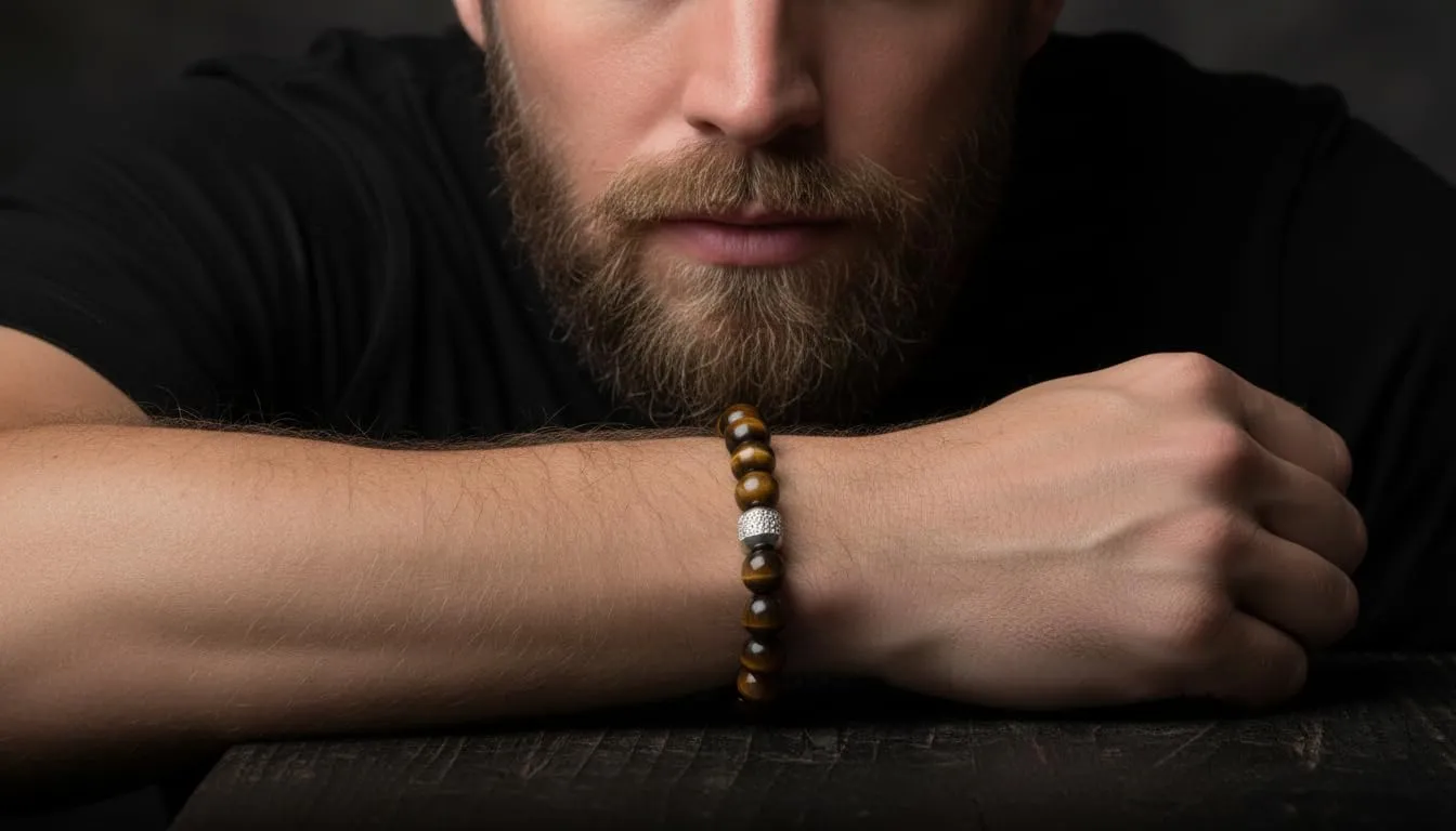 10:10 Bracciale Uomo in Pietre Naturali Occhio di Tigre 8mm - Made in Italy - immagine 5