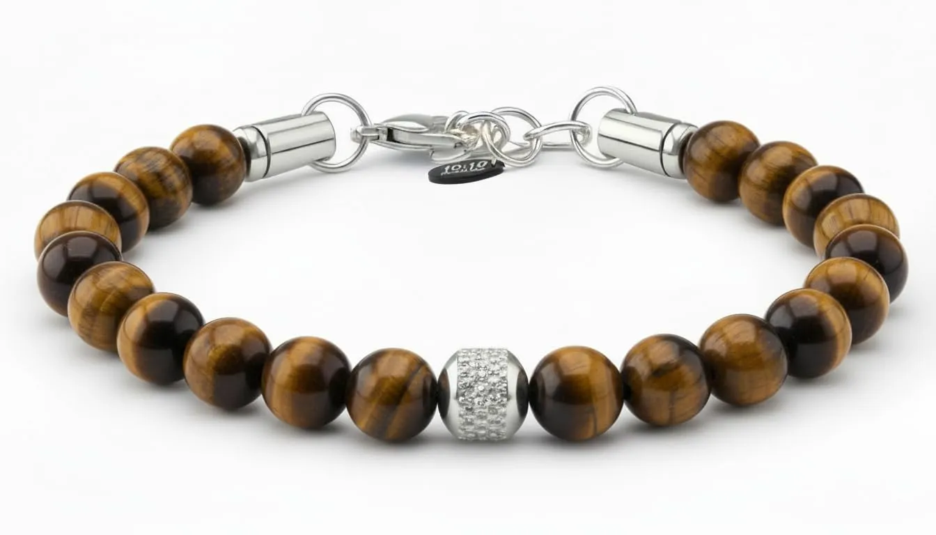 10:10 Bracciale Uomo in Pietre Naturali Occhio di Tigre 8mm - Made in Italy - immagine 6