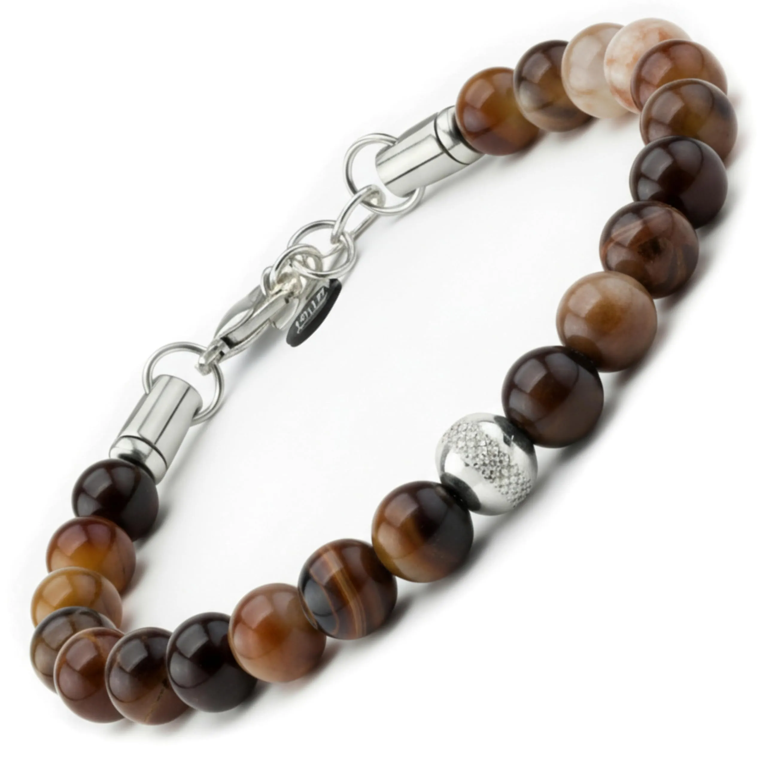10:10 Bracciale Uomo in Pietre Naturali Agata Caffe 8mm - Made in Italy - immagine 1