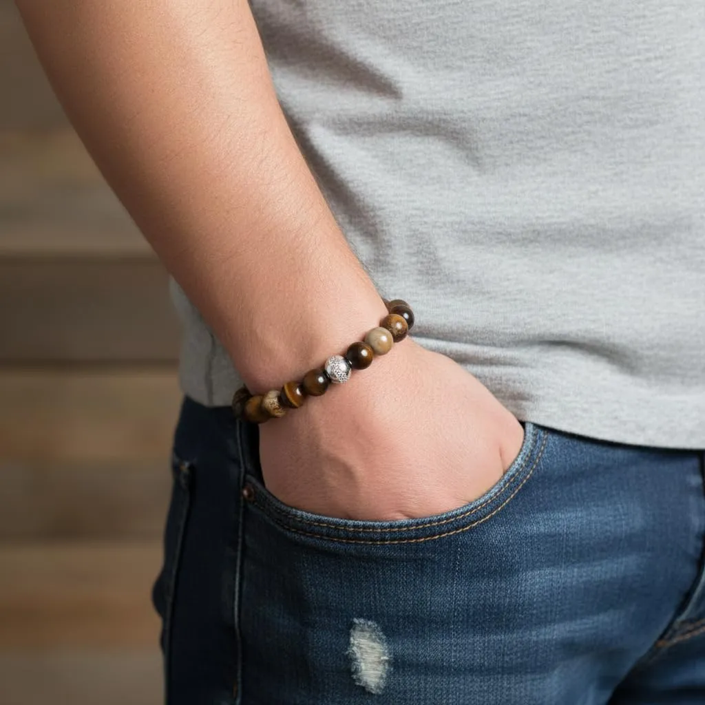 10:10 Bracciale Uomo in Pietre Naturali Agata Caffe 8mm - Made in Italy - immagine 5