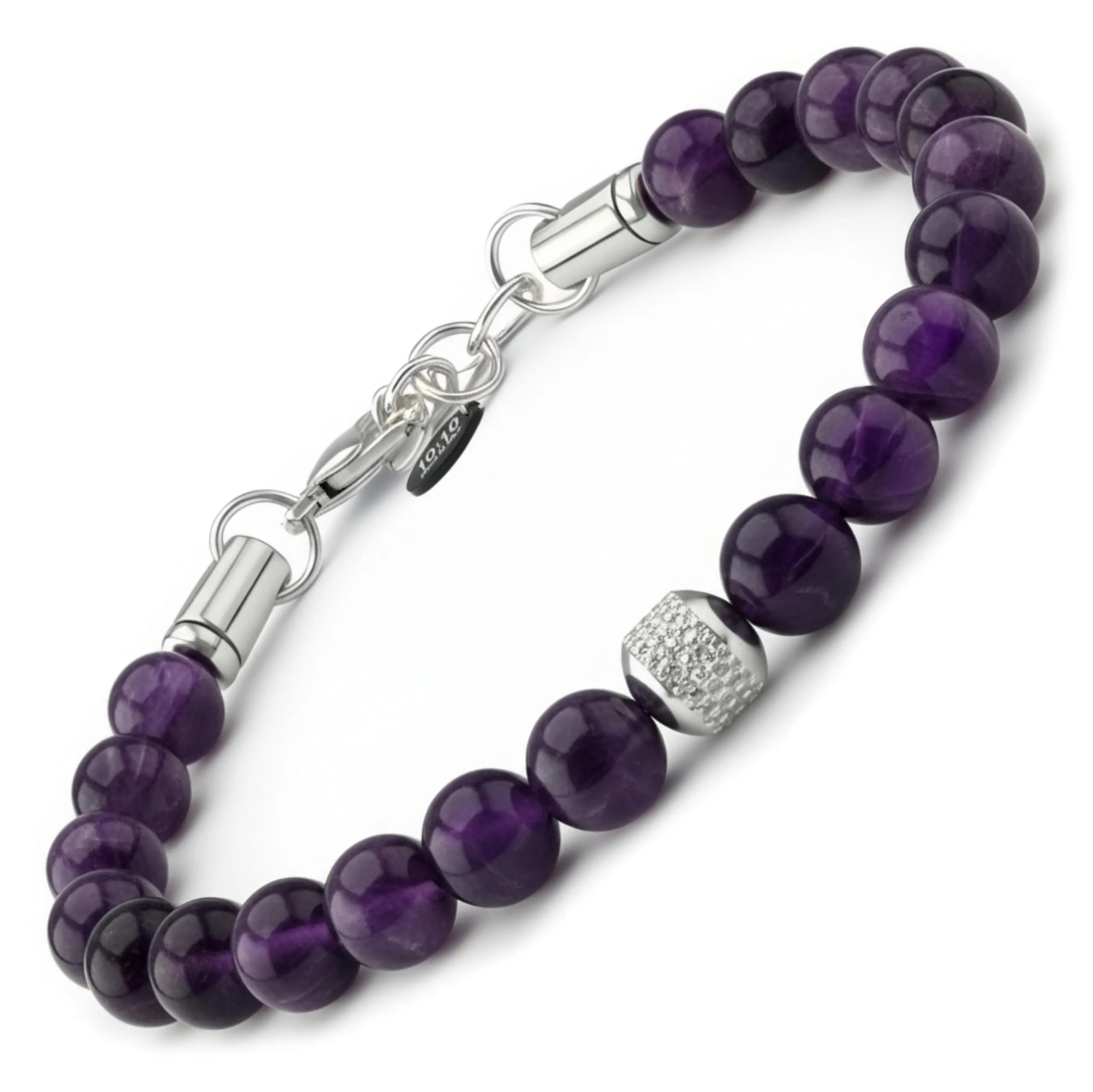 10:10 Bracciale Uomo in Pietre Naturali Ametista Viola 8mm - Made in Italy - immagine 1