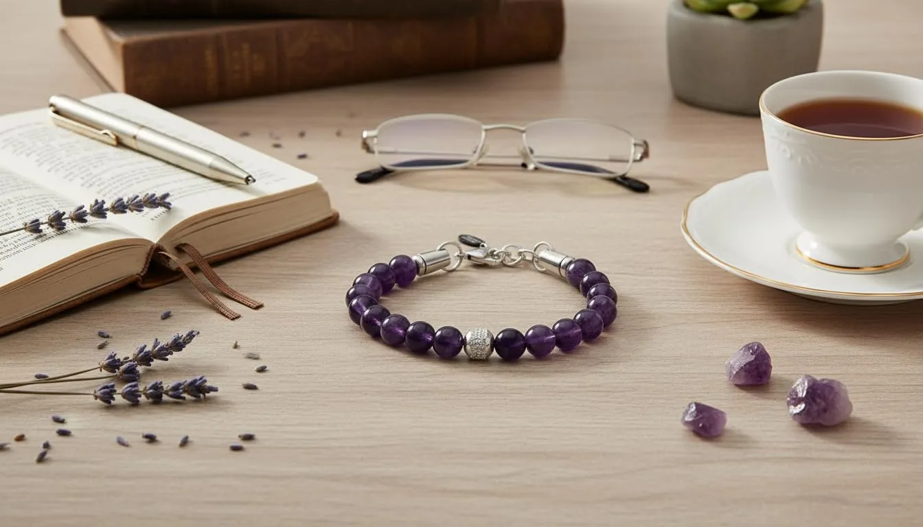 10:10 Bracciale Uomo in Pietre Naturali Ametista Viola 8mm - Made in Italy - immagine 4