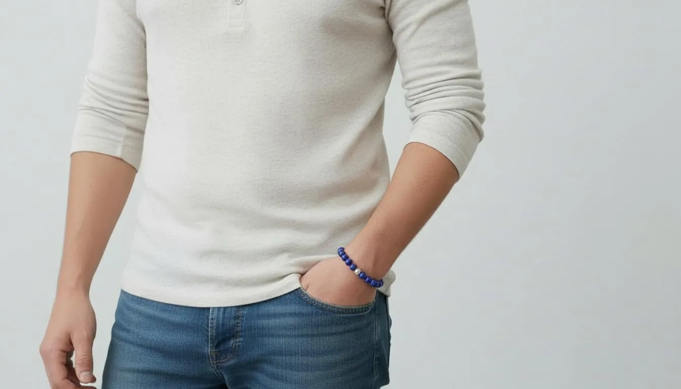 10:10 Bracciale Uomo in Pietre Naturali Lapislazzuli Blu 8mm - Made in Italy - immagine 3