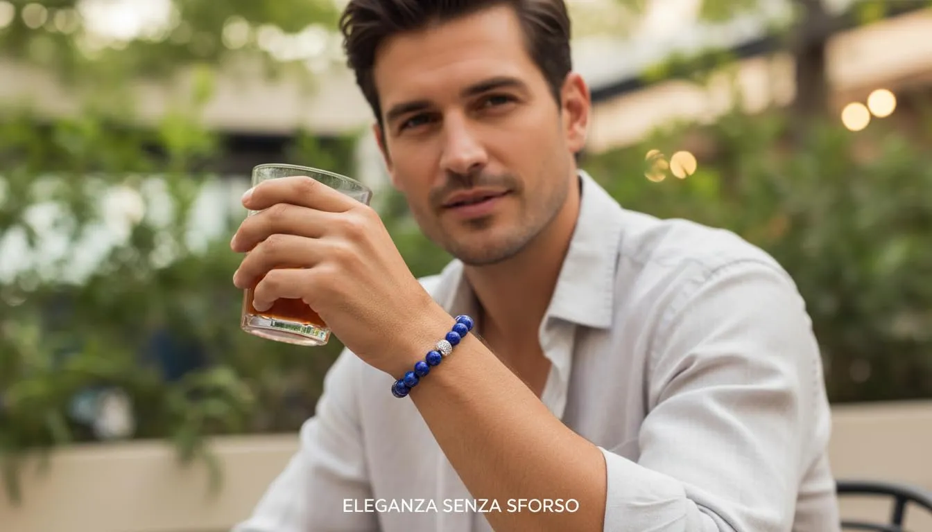 10:10 Bracciale Uomo in Pietre Naturali Lapislazzuli Blu 8mm - Made in Italy - immagine 5