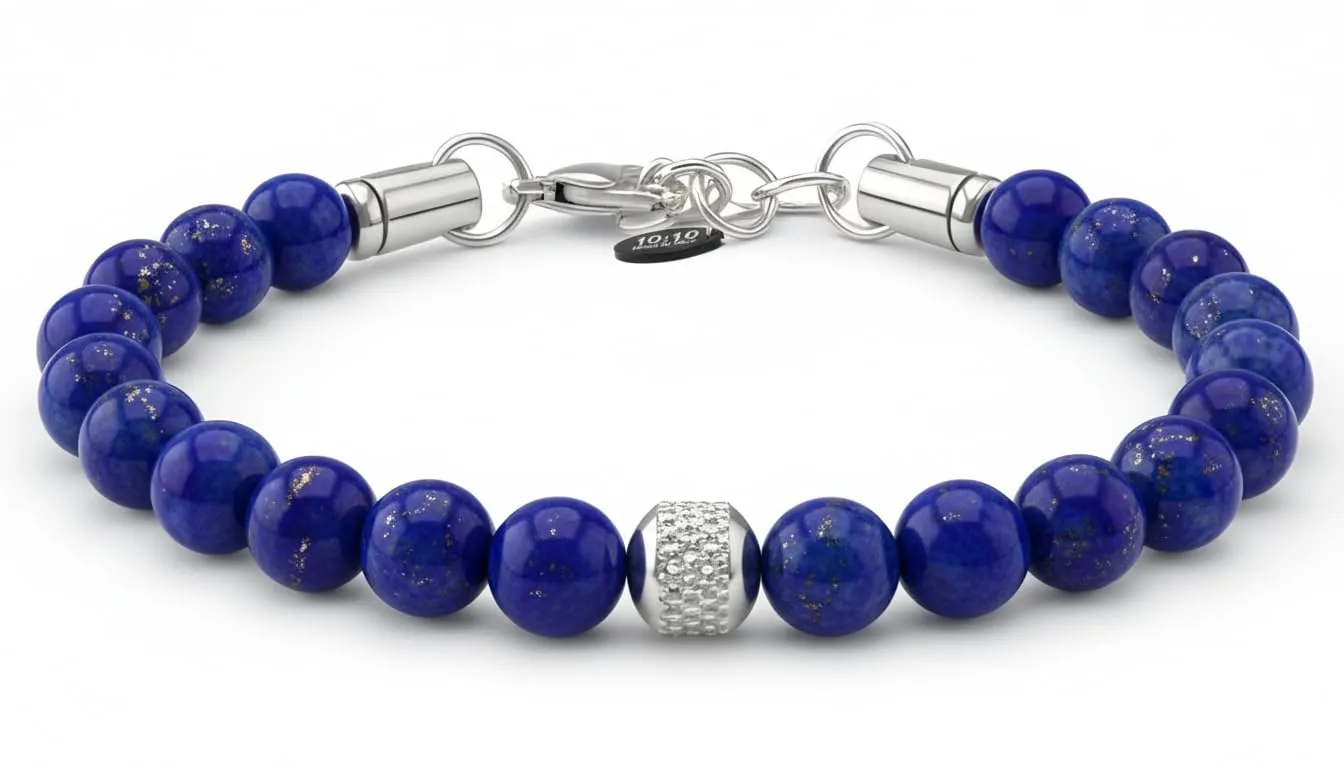 10:10 Bracciale Uomo in Pietre Naturali Lapislazzuli Blu 8mm - Made in Italy - immagine 6