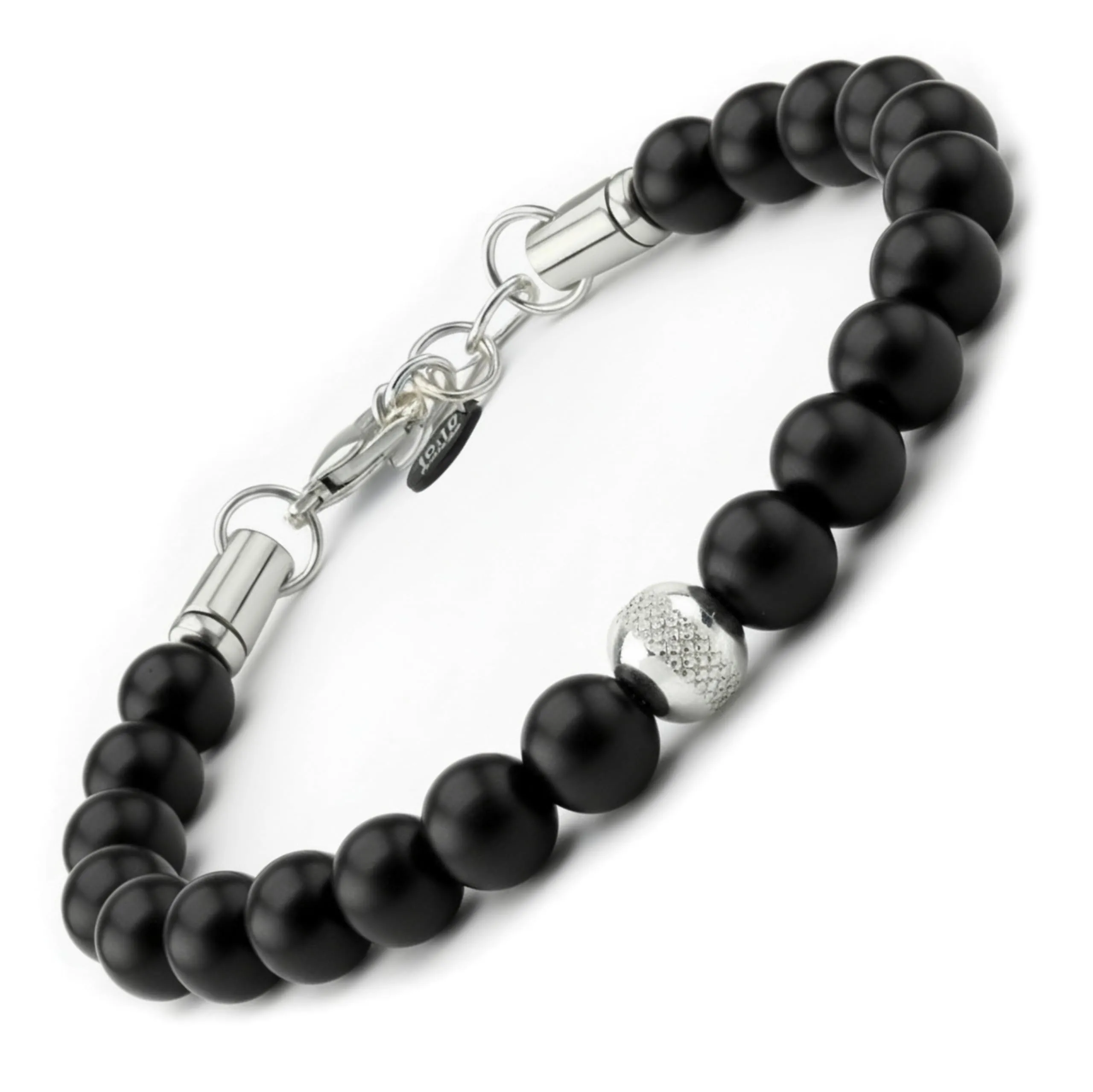 10:10 Bracciale Uomo in Pietre Naturali Onice Nero 8mm - Made in Italy - immagine 1