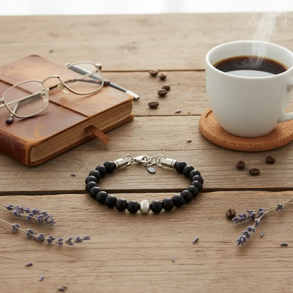10:10 Bracciale Uomo in Pietre Naturali Onice Nero 8mm - Made in Italy - immagine 4