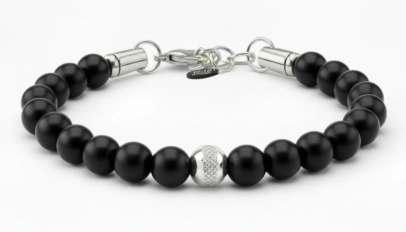 10:10 Bracciale Uomo in Pietre Naturali Onice Nero 8mm - Made in Italy - immagine 6