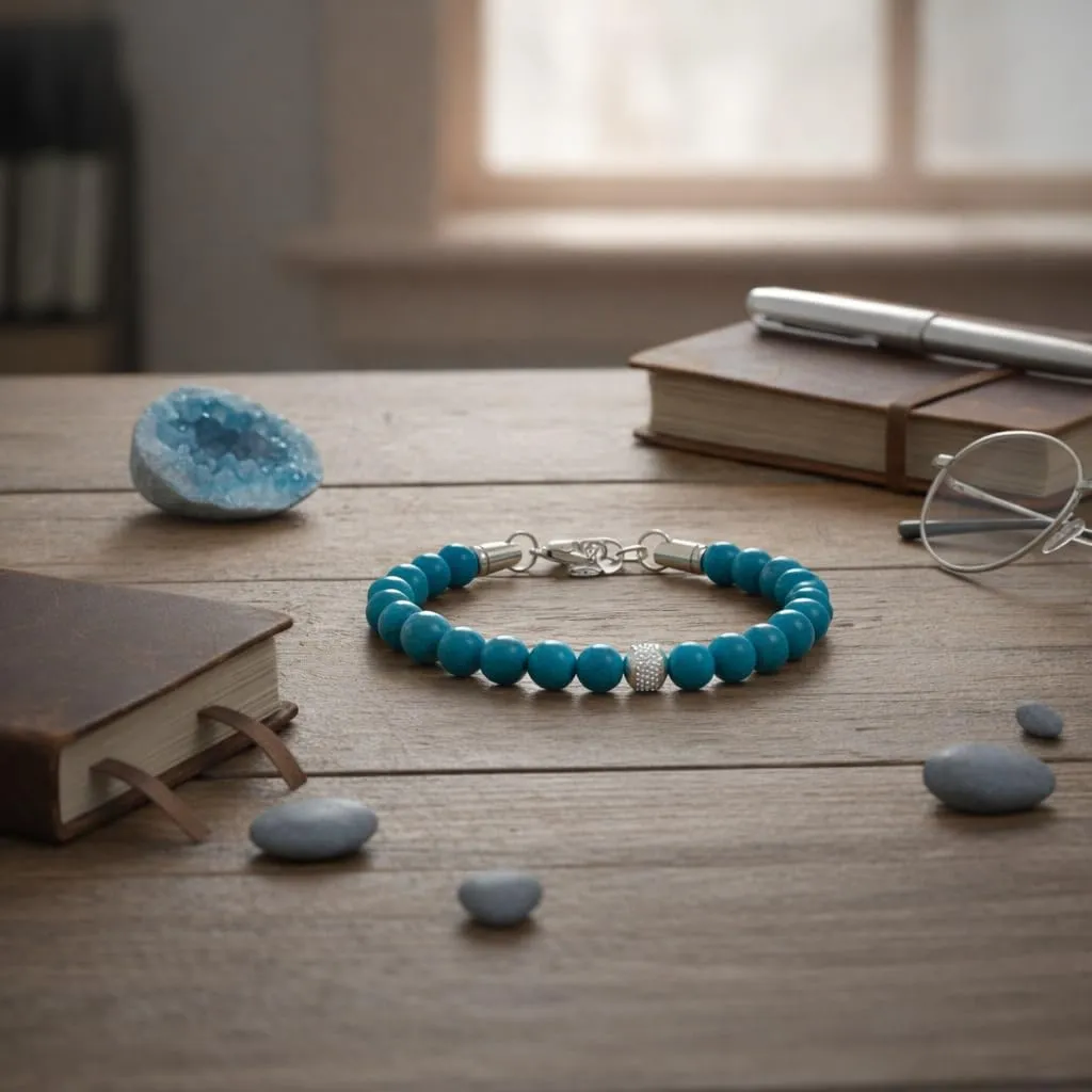 10:10 Bracciale Uomo in Pietre Naturali Howlite Turchese 8mm - Made in Italy - immagine 7
