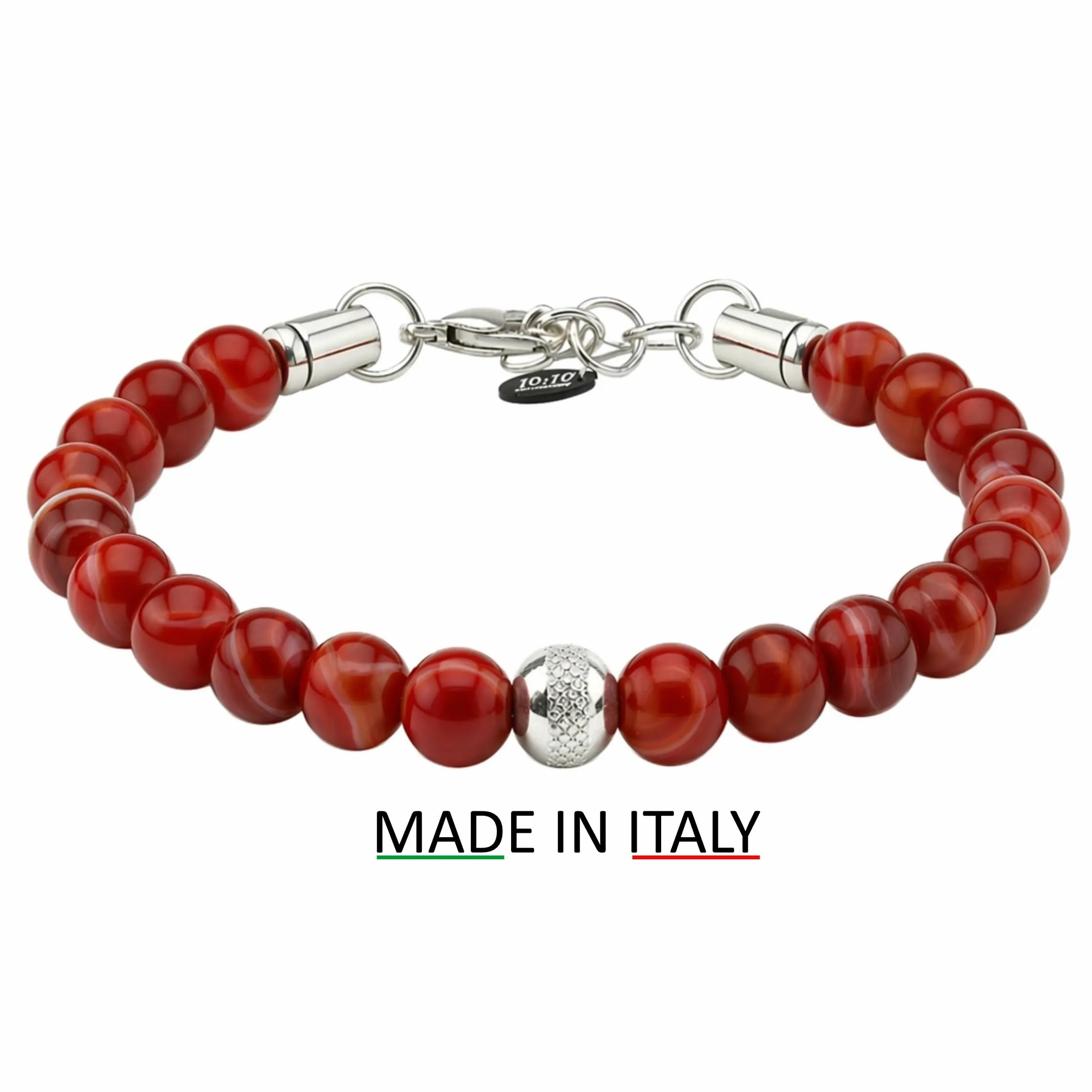 10:10 Bracciale Uomo Agata Rossa Striata 8mm Made in Italy - immagine 2