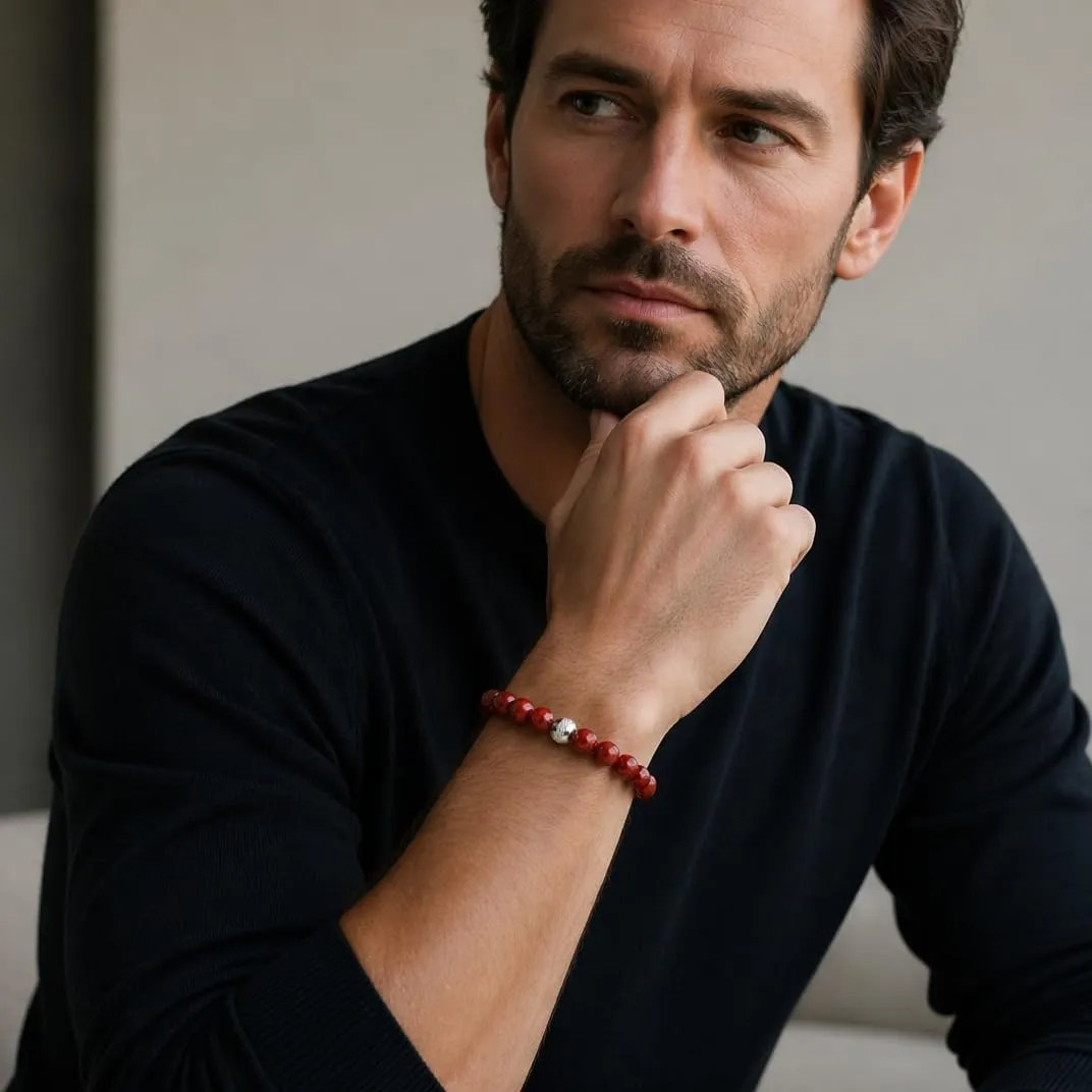 10:10 Bracciale Uomo Agata Rossa Striata 8mm Made in Italy - immagine 3