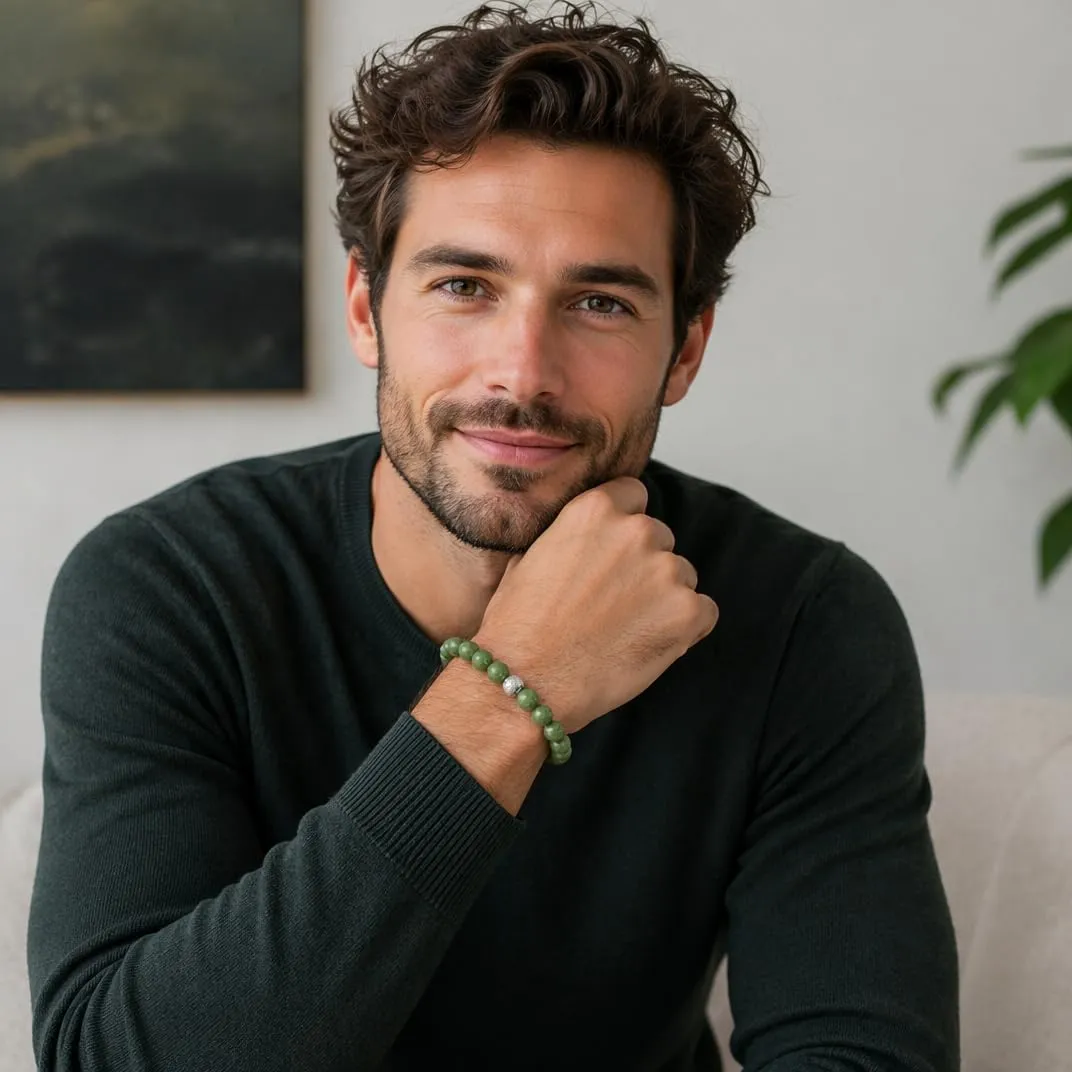 10:10 Bracciale Uomo in Giada Verde 8mm - Made in Italy - immagine 3