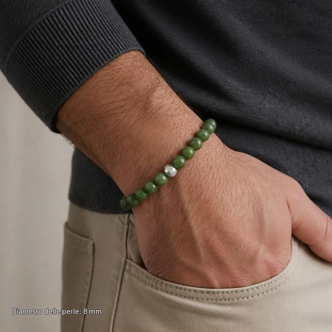 10:10 Bracciale Uomo in Giada Verde 8mm - Made in Italy - immagine 5