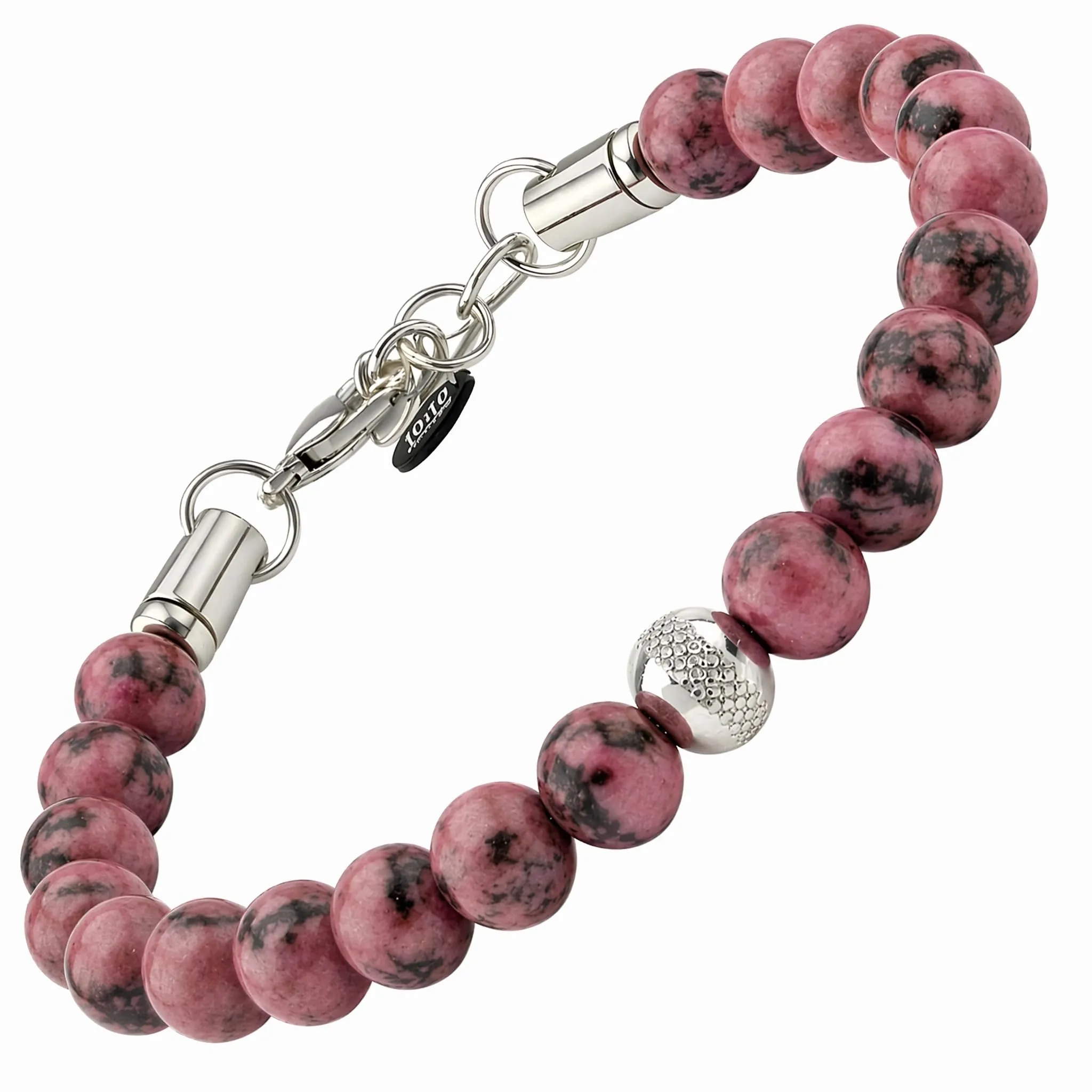 10:10 Bracciale Uomo in Pietre Naturali Rodonite Rosa 8mm - Made in Italy - immagine 1