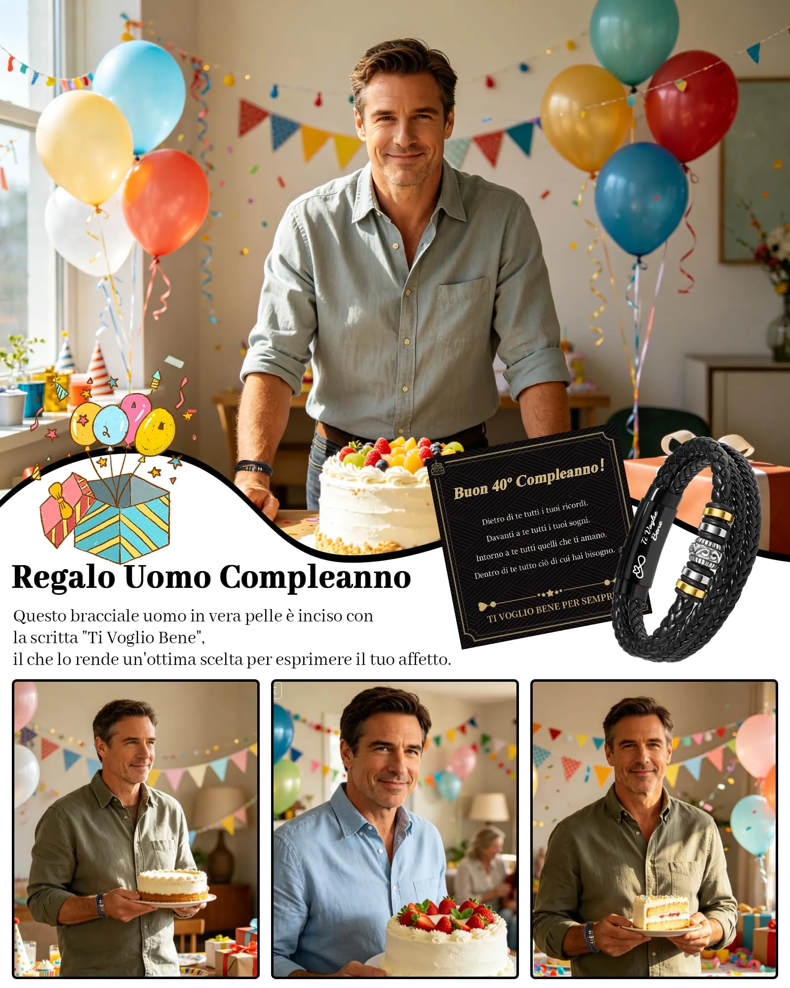 Cheerslife Bracciale Uomo in Pelle Intrecciata con Fibbia Magnetica, 20.5-22 cm - immagine 6