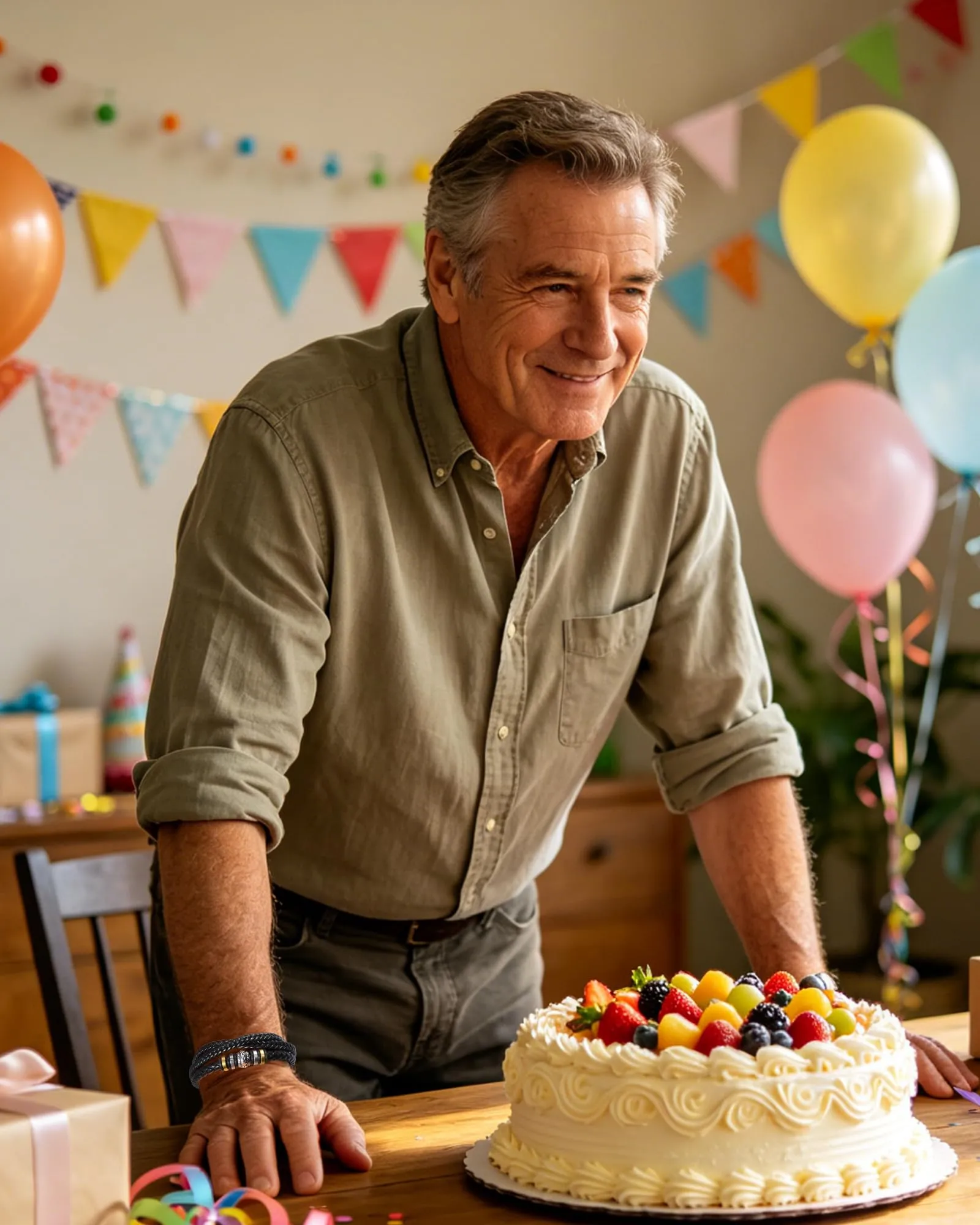 Cheerslife Bracciale Uomo in Pelle per 60 Anni Compleanno - immagine 2