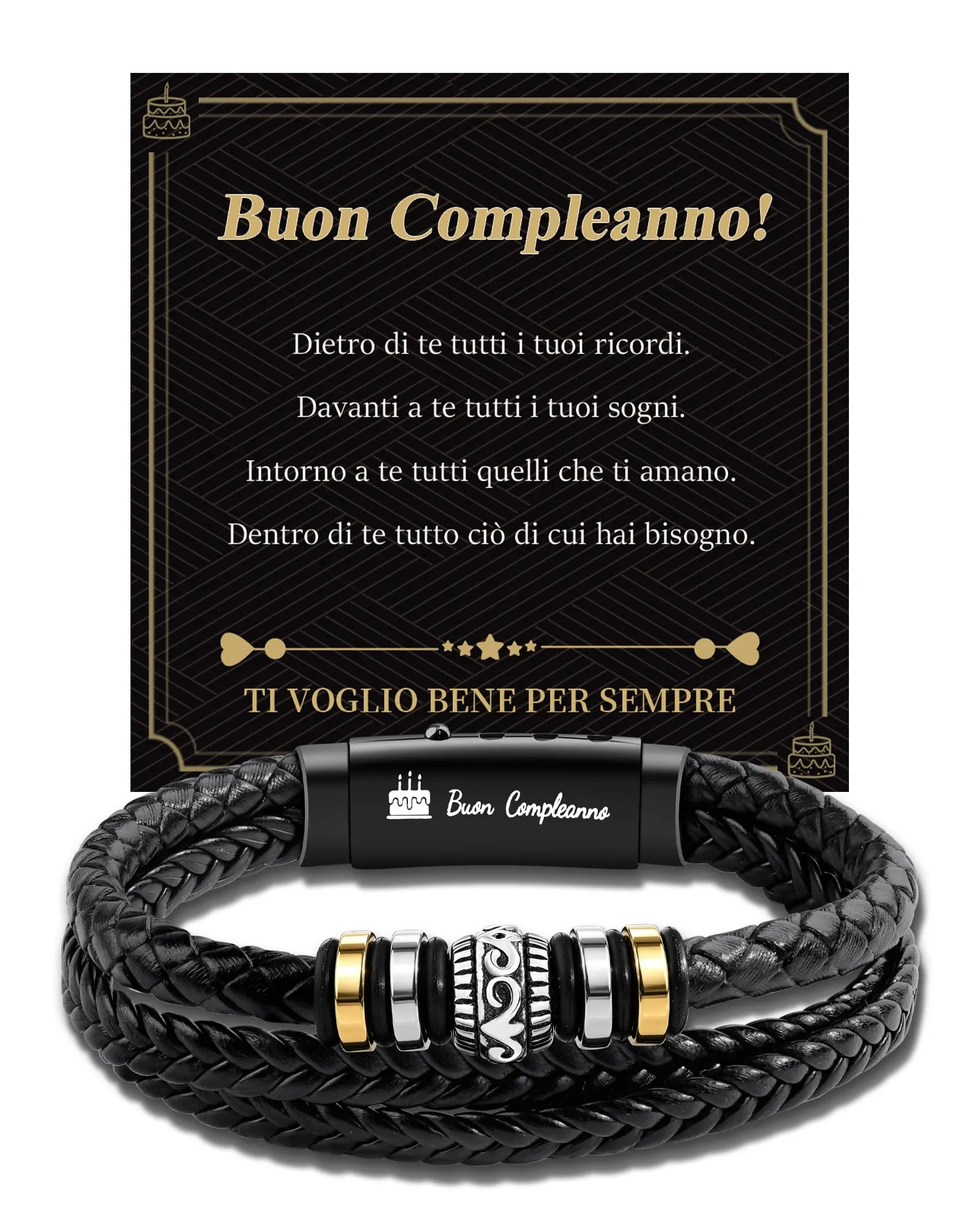 Cheerslife Bracciale Uomo in Cuoio Intrecciato - immagine 1