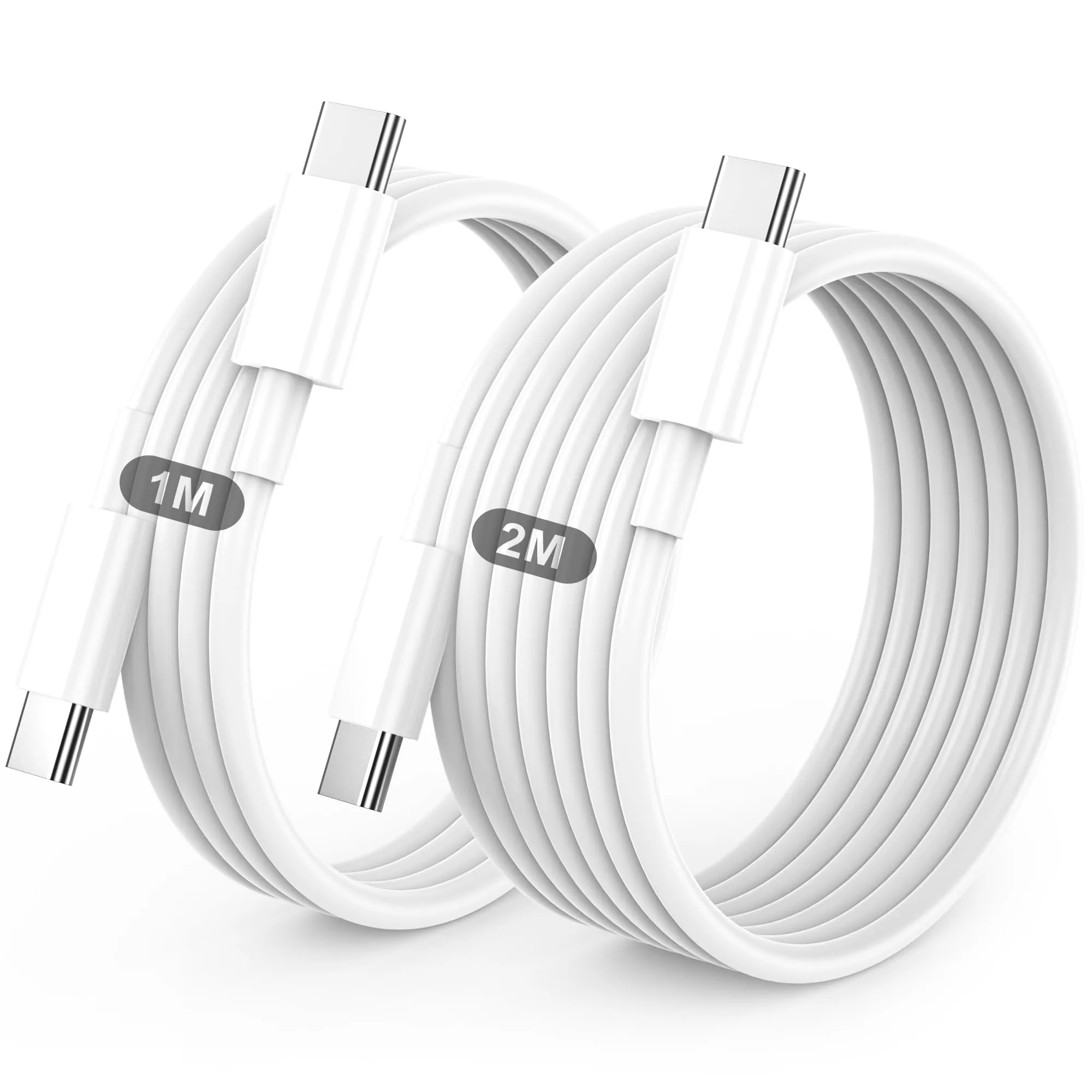 BSTOEM Cavo USB C to USB C 60W, 2 Pezzi (1M + 2M), Bianco - immagine 1