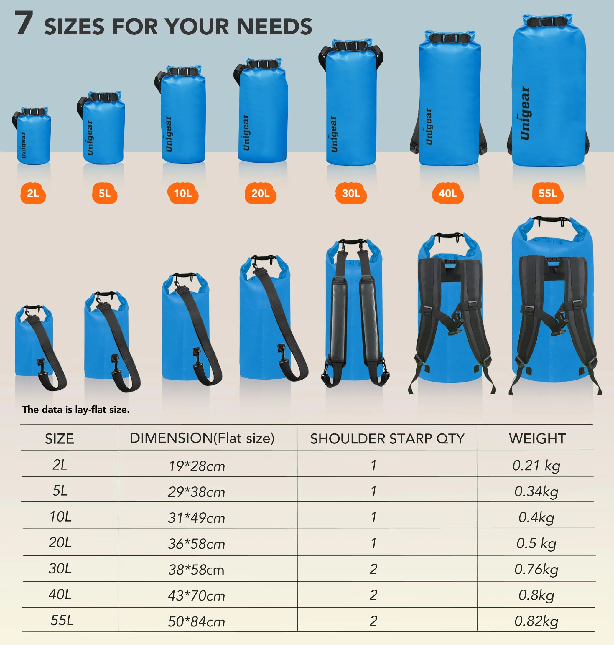 Unigear Borsa Impermeabile Sacca Stagna Dry Bag 40L - immagine 3