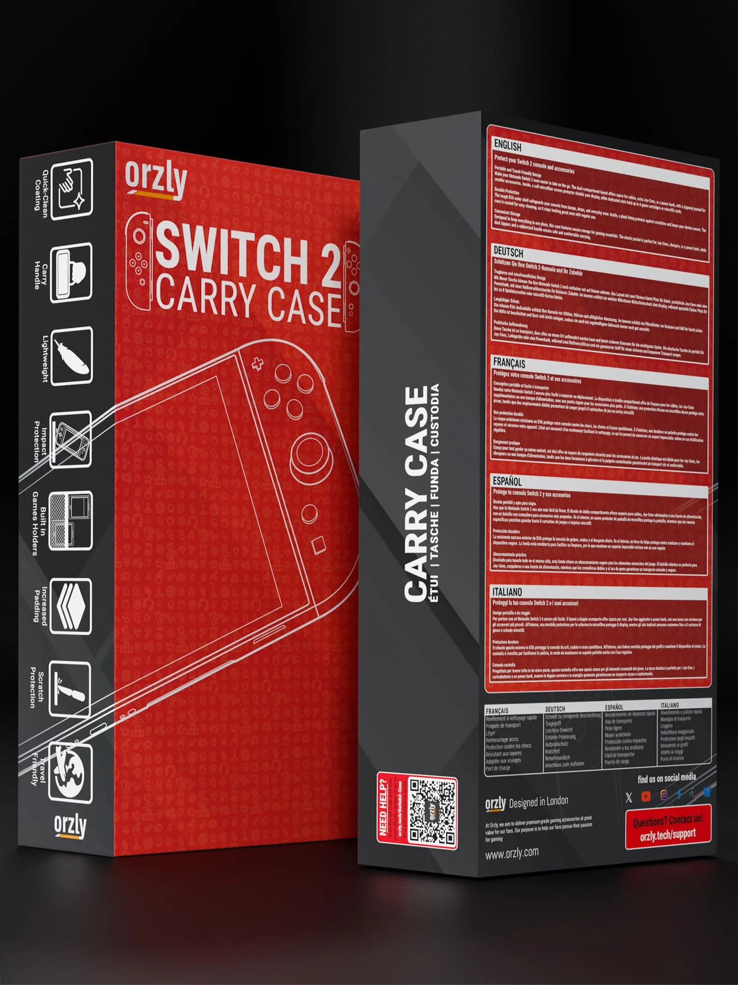 Orzly Custodia per Nintendo Switch 2, Nero - immagine 3