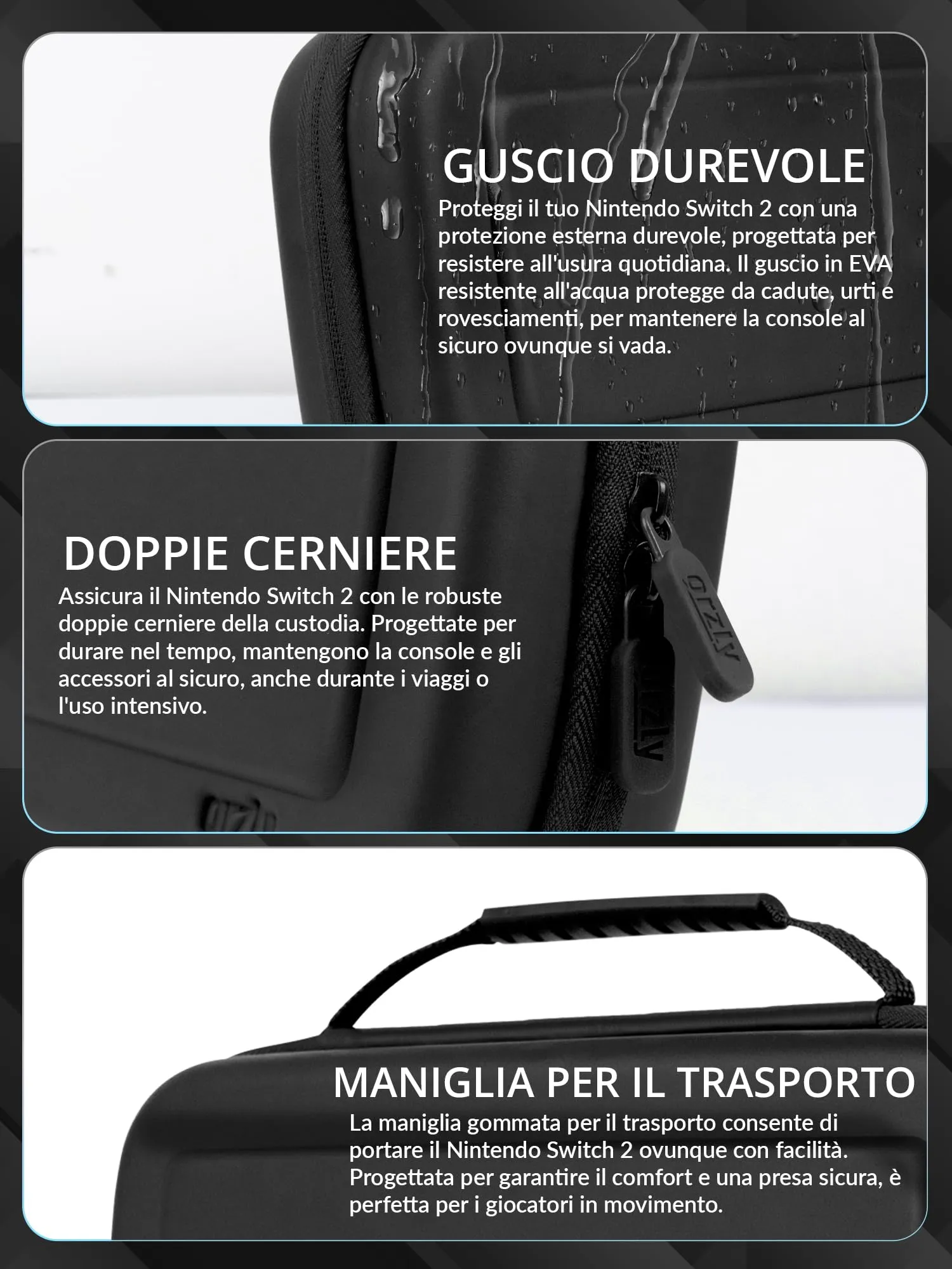 Orzly Custodia per Nintendo Switch 2, Nero - immagine 4