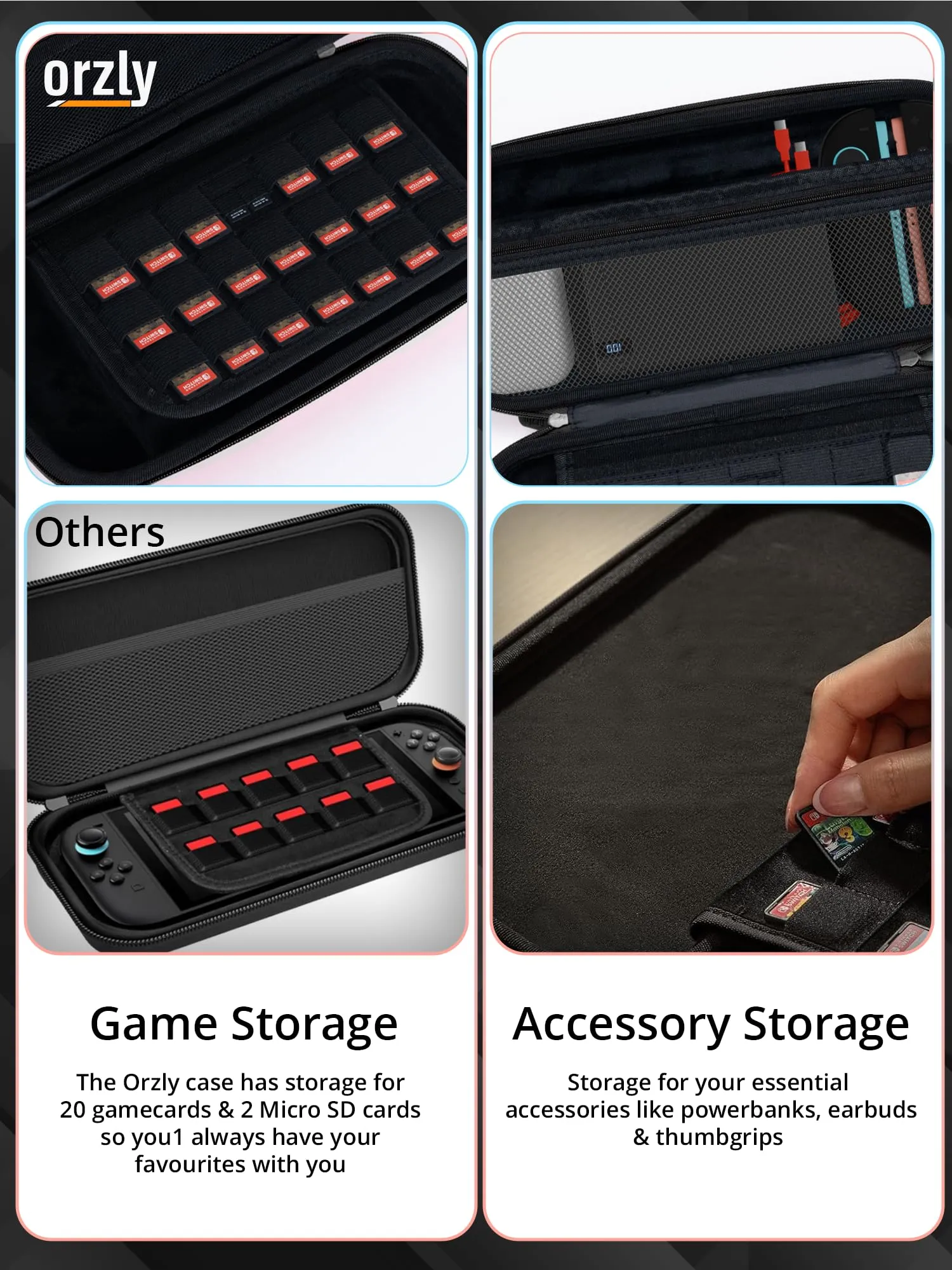 Orzly Custodia per Nintendo Switch 2, Nero - immagine 10
