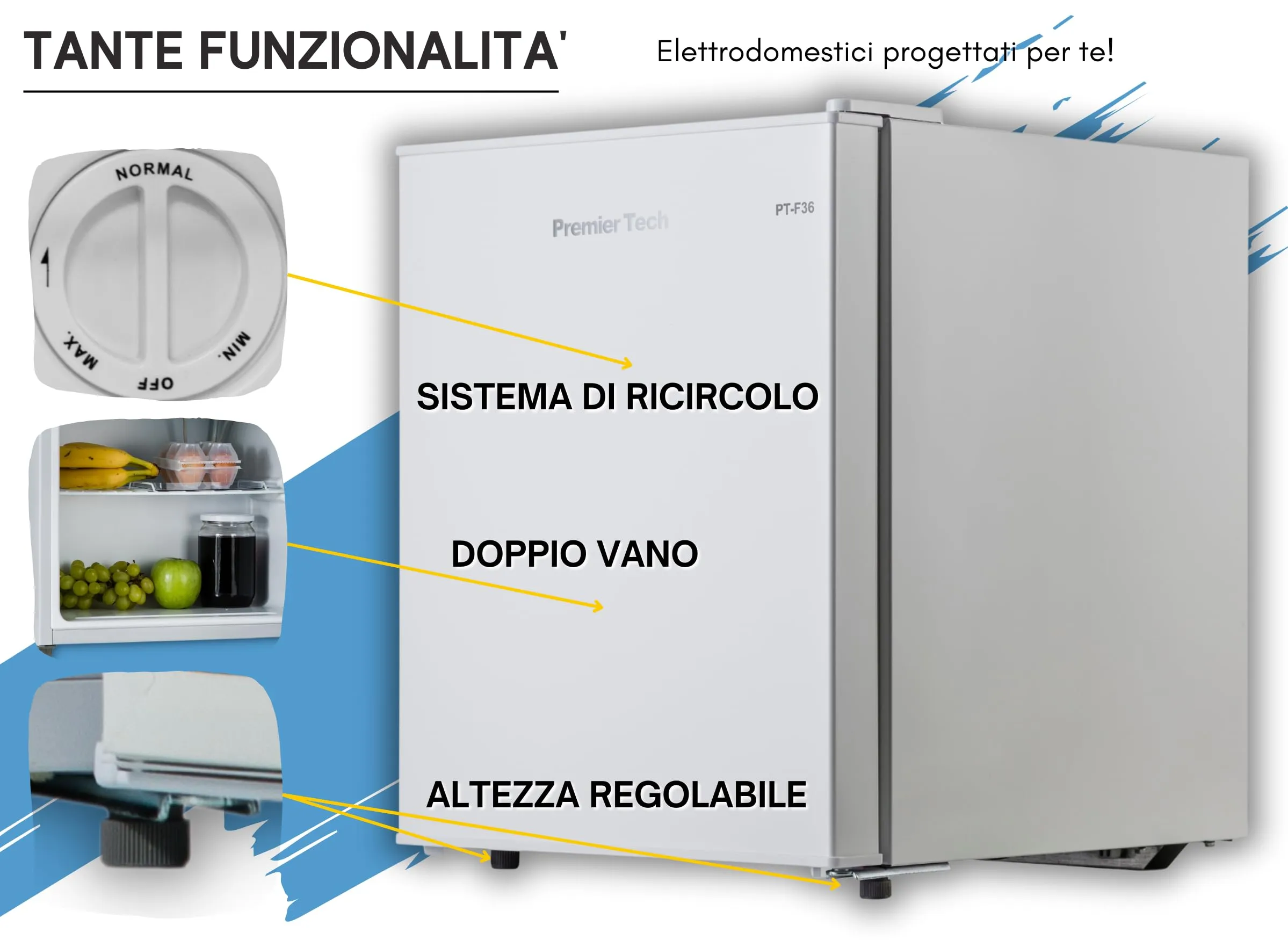 PremierTech Mini Frigo Bar 36 Litri Bianco PT-F36 - immagine 9