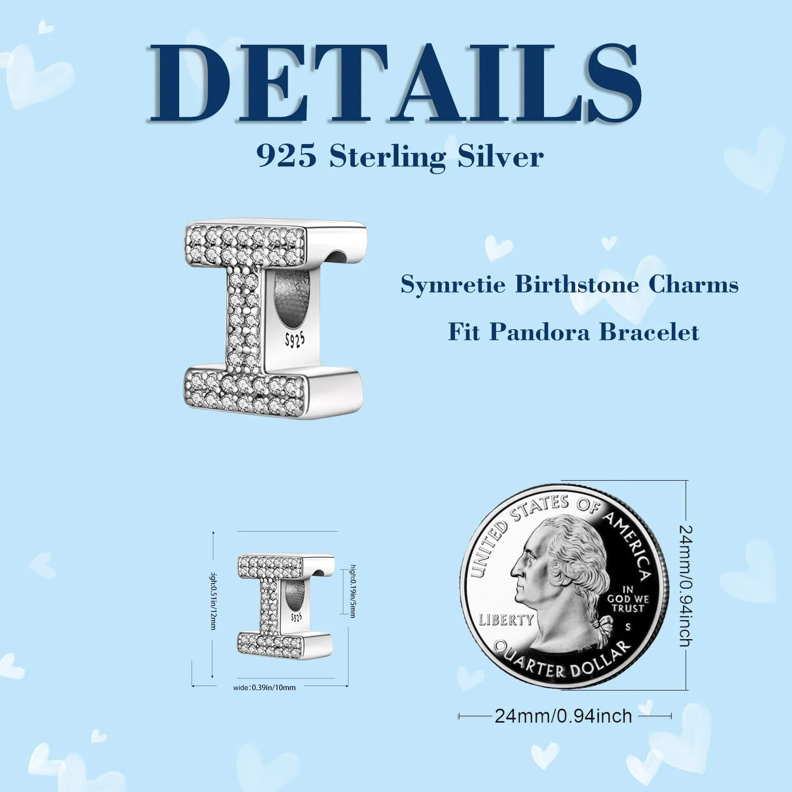 Symretie Bead Charm Ciondolo Argento Sterling 925 con Cubic Zirconia per Braccialetti e Collane Europei - immagine 3