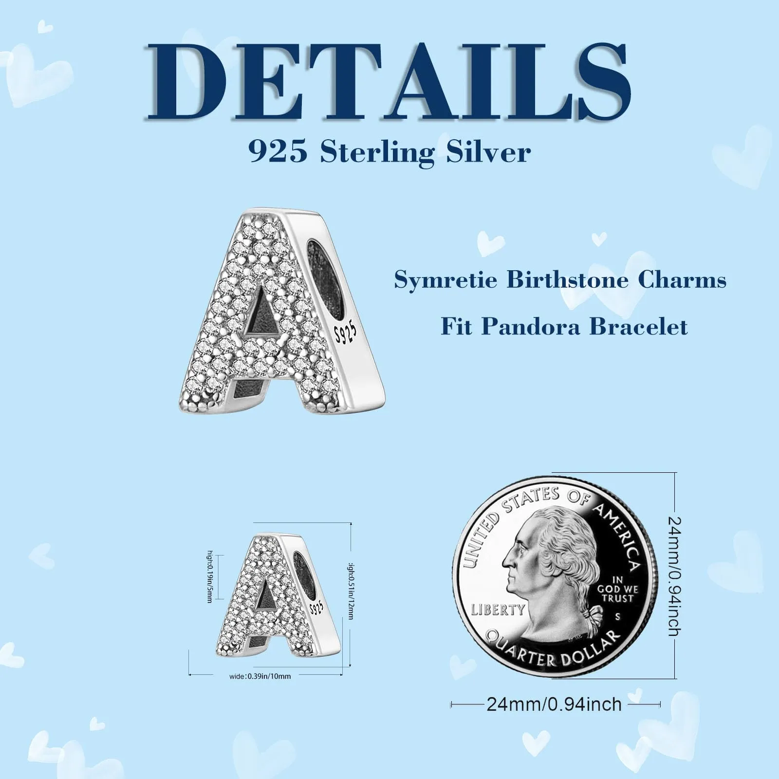 Symretie Bead Charm Ciondolo Argento Sterling 925 con Cubic Zirconia per Pandora Braccialetti e Collane europei - immagine 2