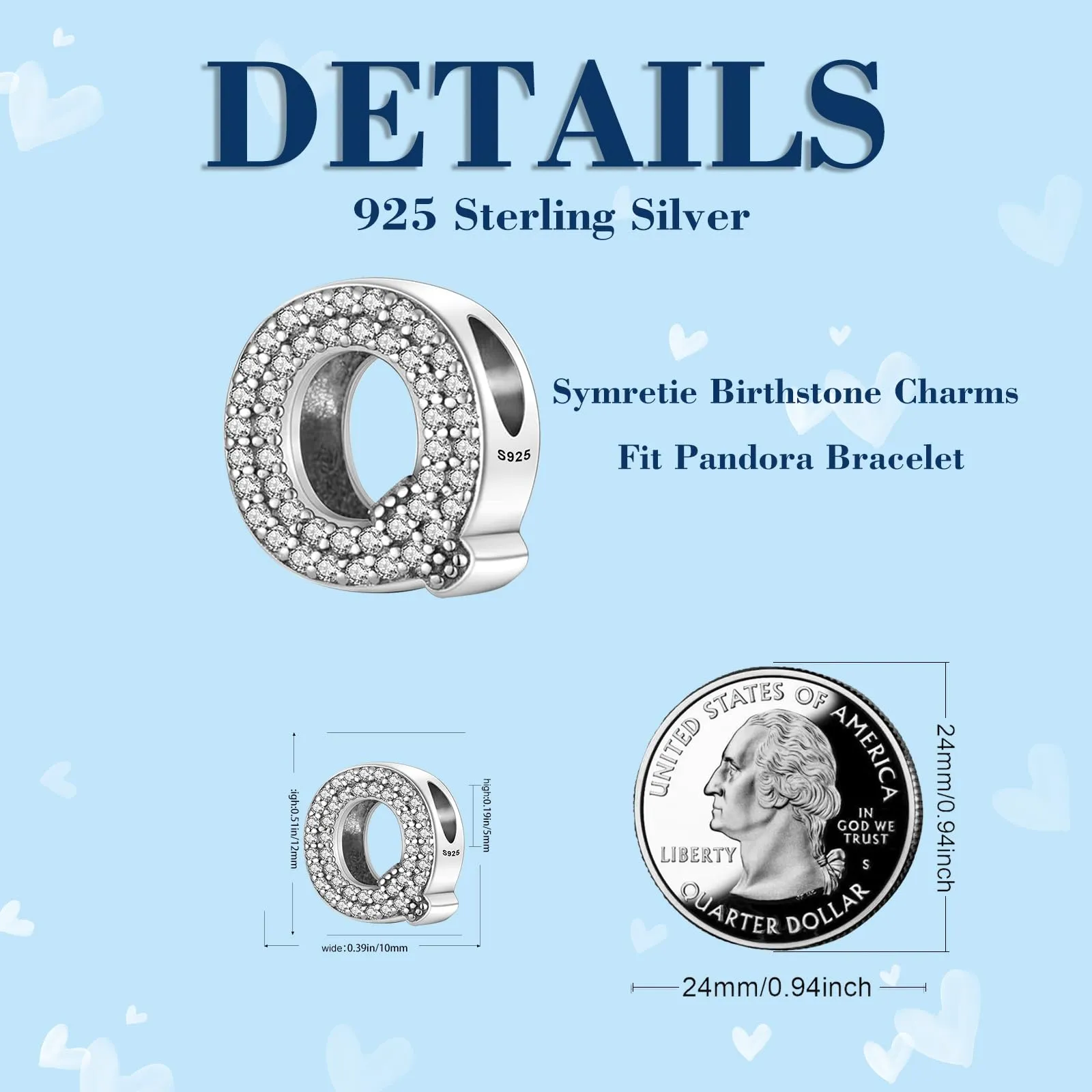 Symretie Bead Charm Ciondolo Argento Sterling 925 con Cubic Zirconia per Braccialetti e Collane Europei - immagine 2