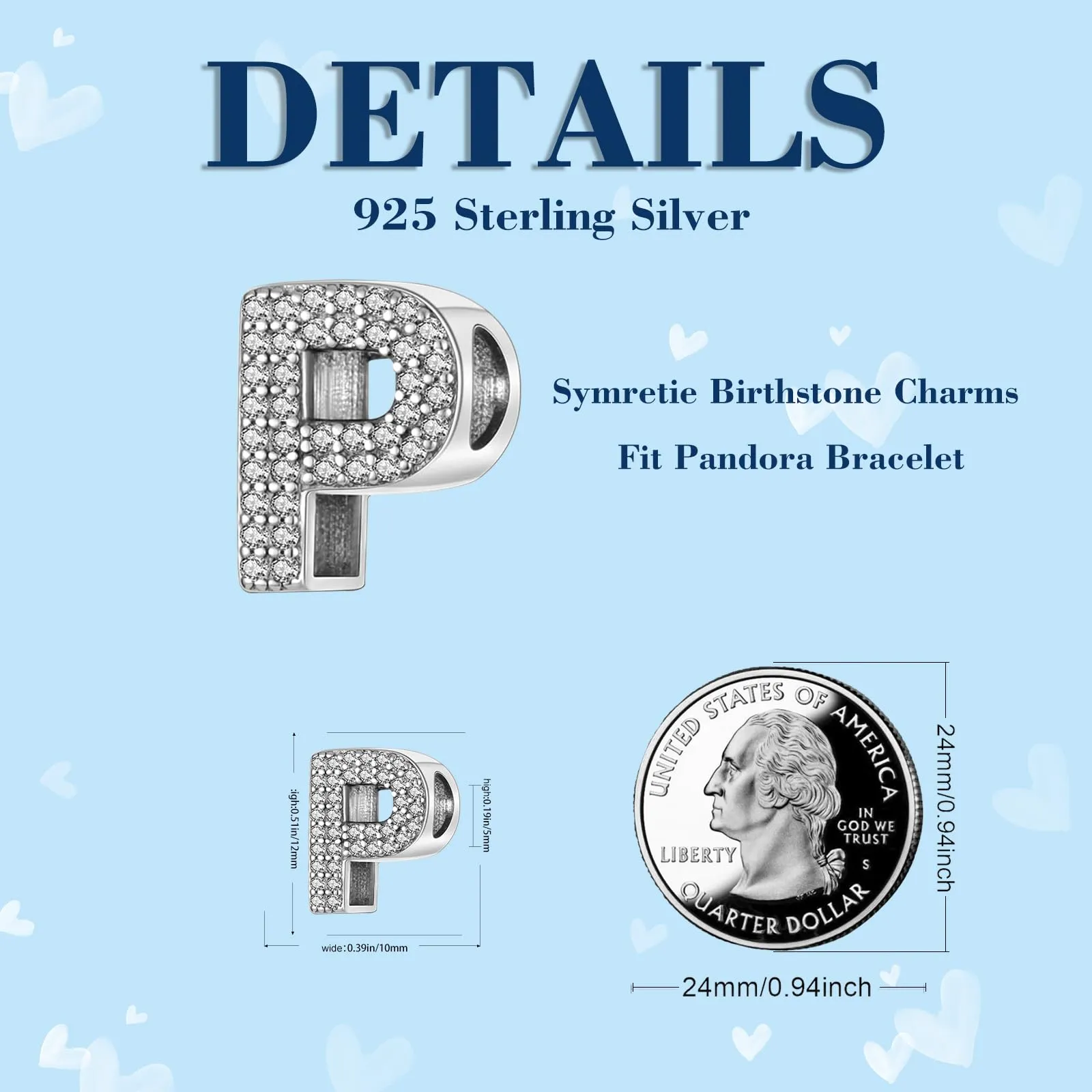 Symretie Bead Charm Ciondolo Argento Sterling 925 con Cubic Zirconia per Pandora Braccialetti e Collane Europee - immagine 4