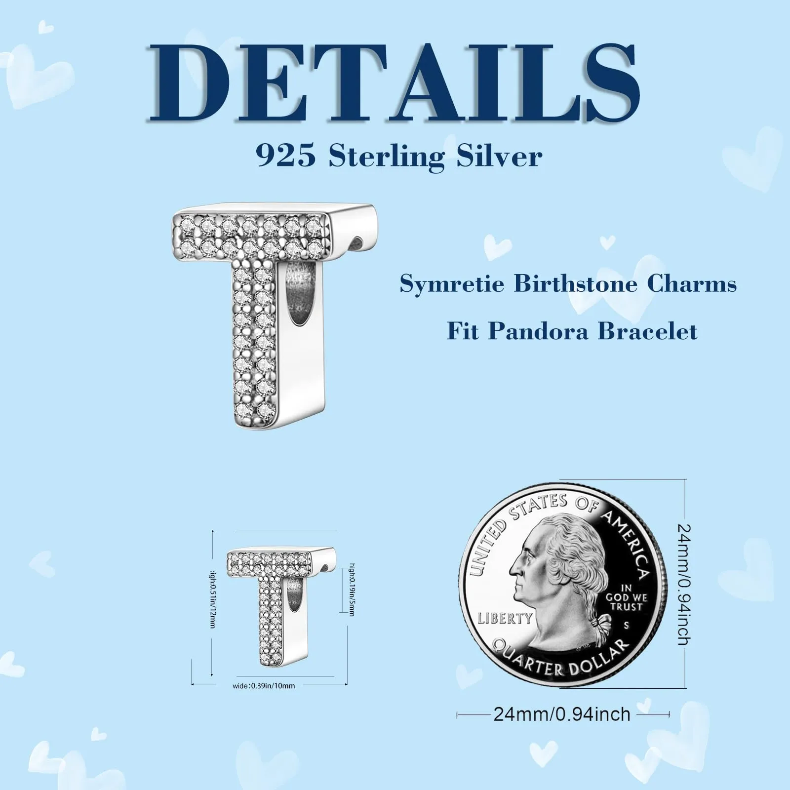 Symretie Bead Charm Ciondolo Argento Sterling 925 con Cubic Zirconia per Braccialetti e Collane Europee - immagine 6