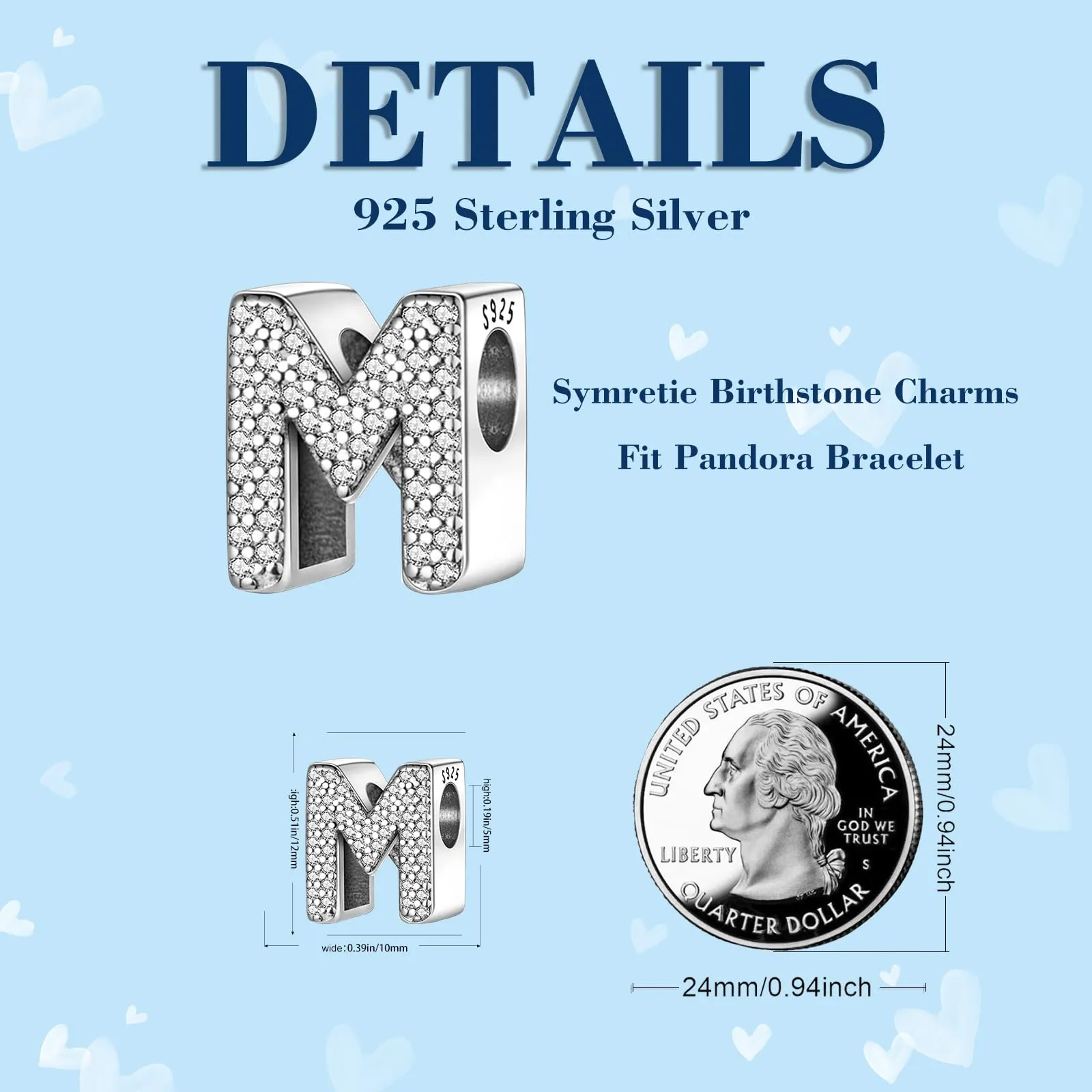 Symretie Bead Charm Ciondolo Argento Sterling 925 con Cubic Zirconia per Braccialetti e Collane Europei - immagine 4