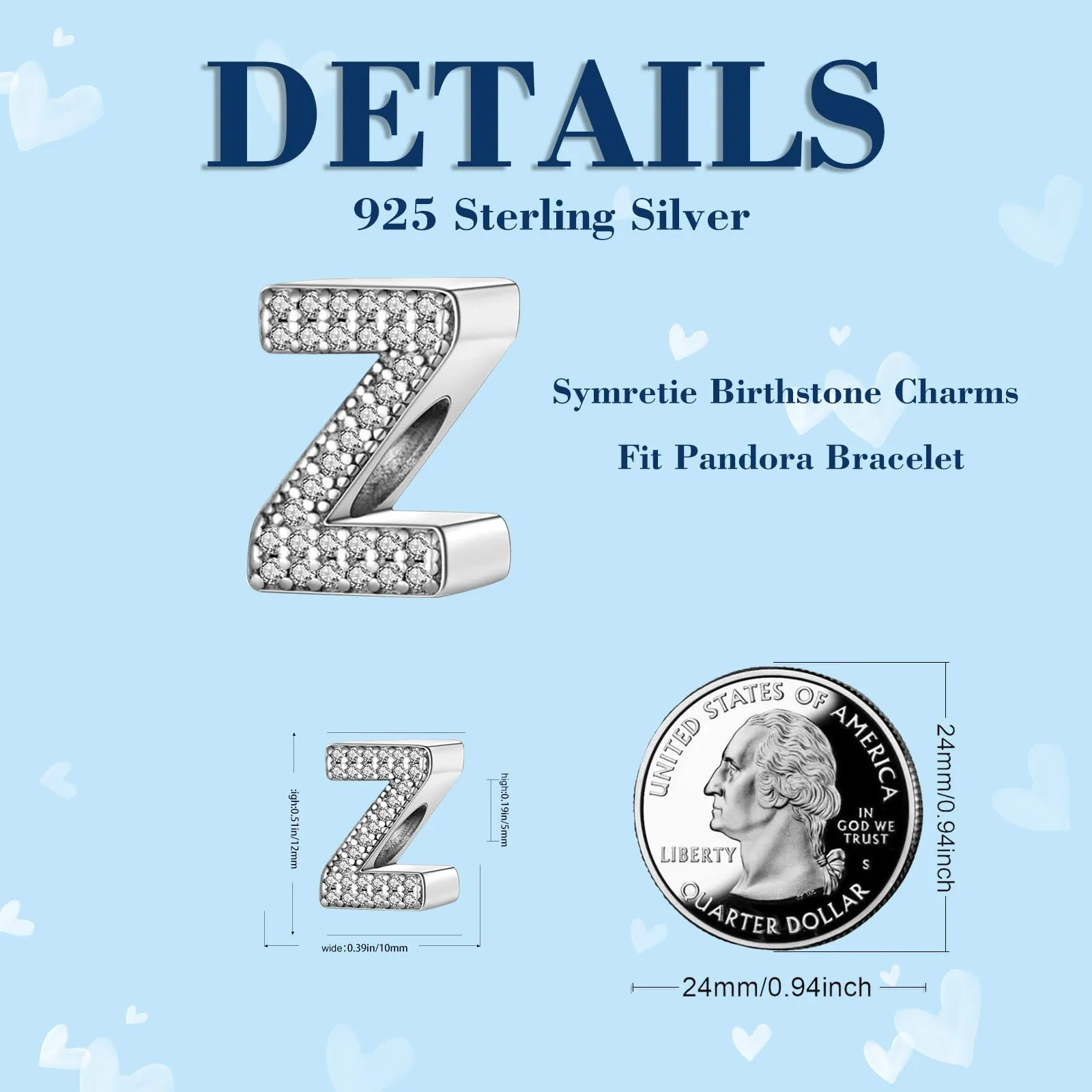 Symretie Bead Charm Ciondolo Argento Sterling 925 con Cubic Zirconia per Braccialetti e Collane Europei - immagine 2