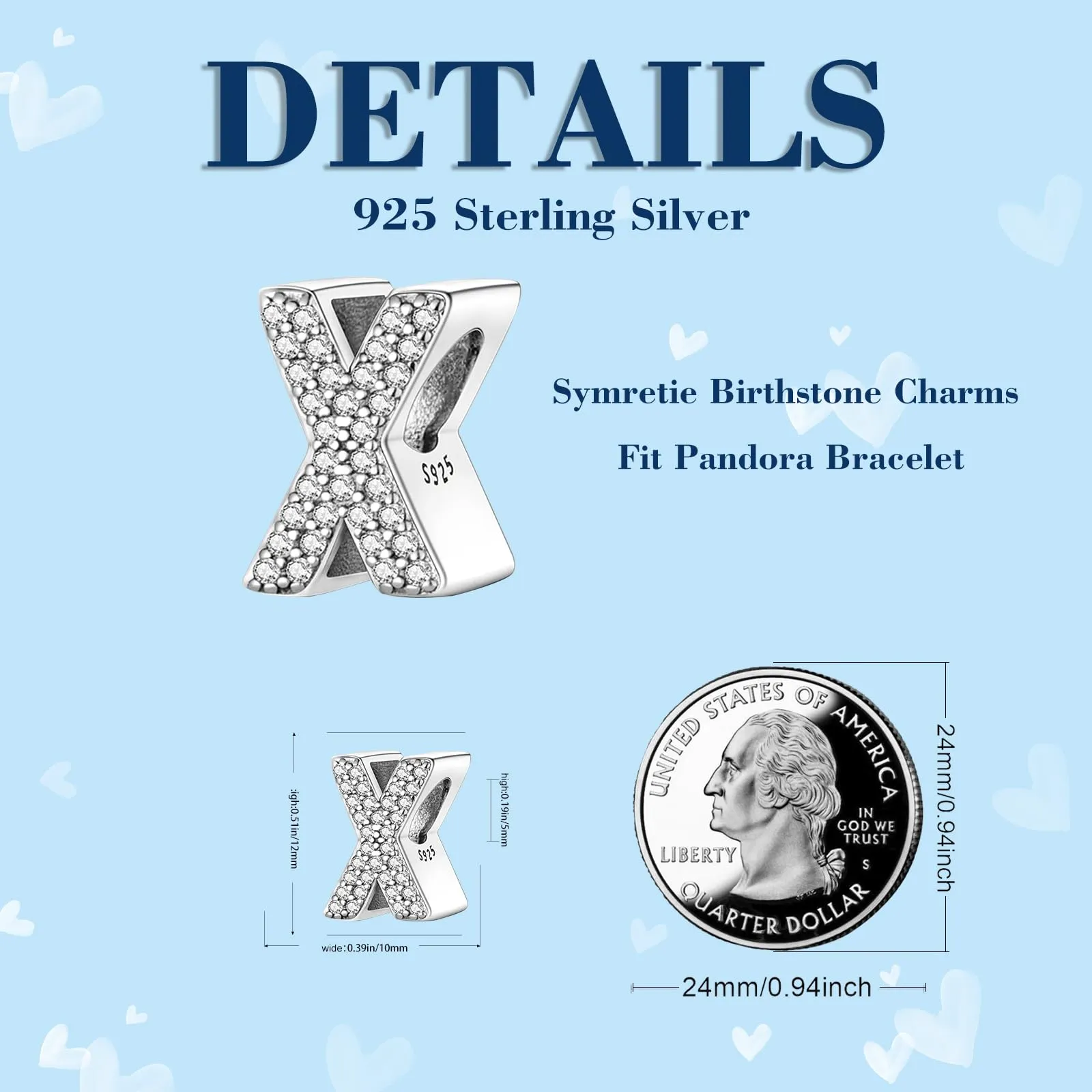 Symretie Bead Charm Ciondolo Argento Sterling 925 con Cubic Zirconia per Braccialetti e Collane Europee - immagine 2