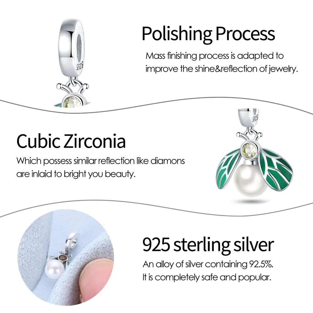 Pandach Bead Charm Ciondolo Argento Sterling 925 con Cubic Zirconia per Braccialetti e Collane Europei - immagine 4