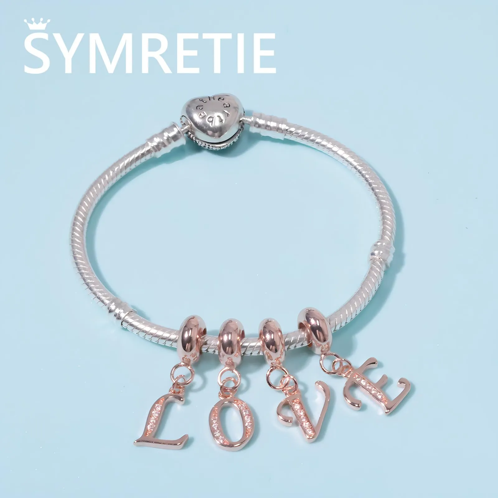 Symretie Bead Charm Ciondolo Argento Sterling 925 con Cubic Zirconia per Pandora Braccialetti e Collane Europee - immagine 7