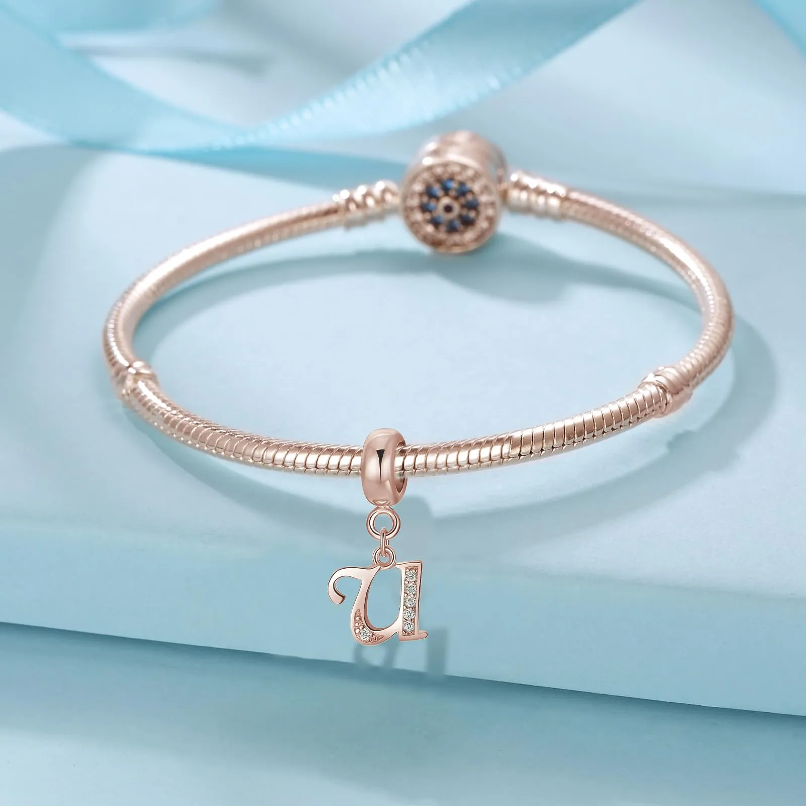 Symretie Bead Charm Ciondolo Argento Sterling 925 con Cubic Zirconia per Pandora, Braccialetti e Collane Europei - immagine 2