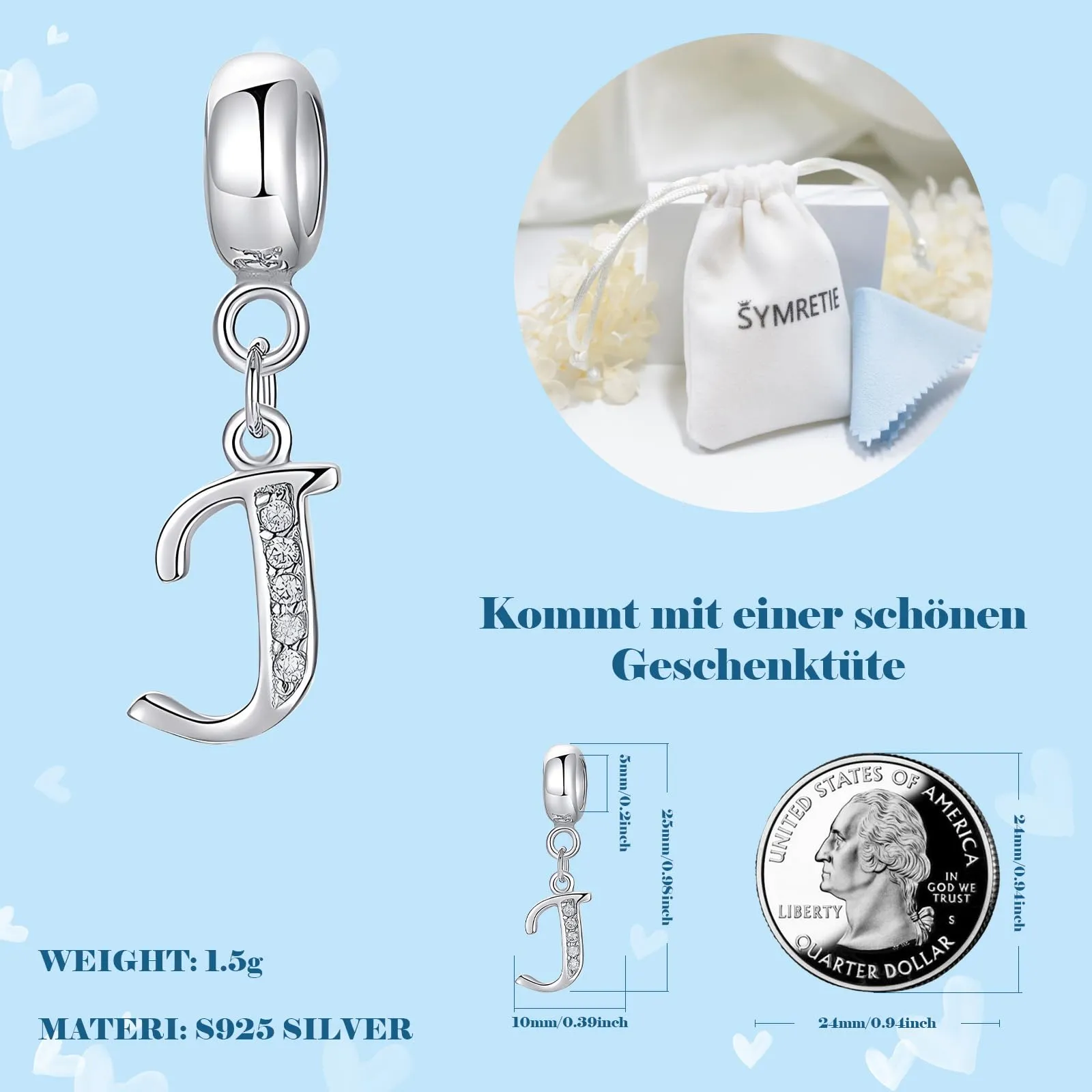 Symretie Bead Charm Ciondolo Argento Sterling 925 con Cubic Zirconia per Braccialetti e Collane Europei - immagine 4