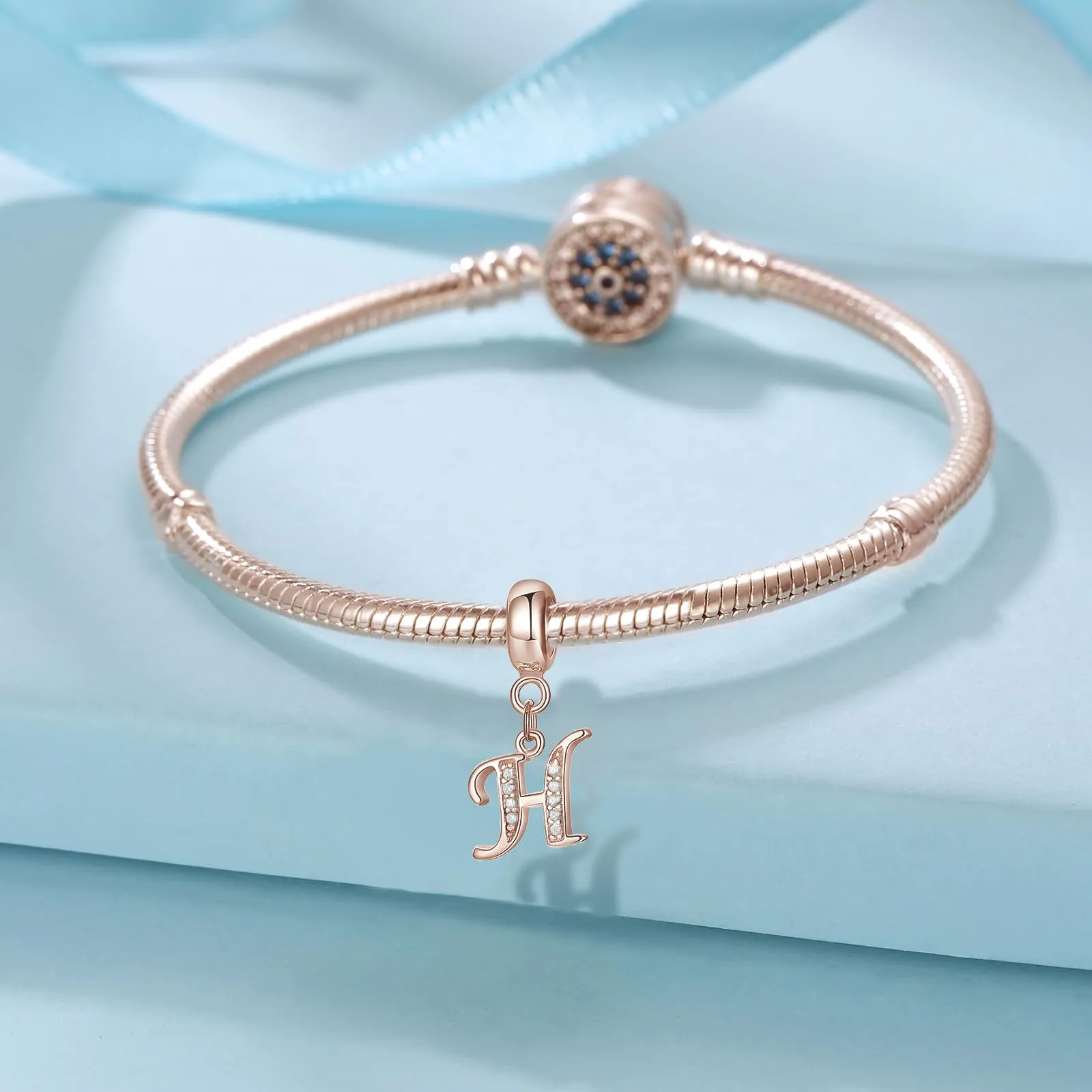 Symretie Bead Charm Ciondolo Argento Sterling 925 con Cubic Zirconia per Braccialetti e Collane Europee - immagine 2