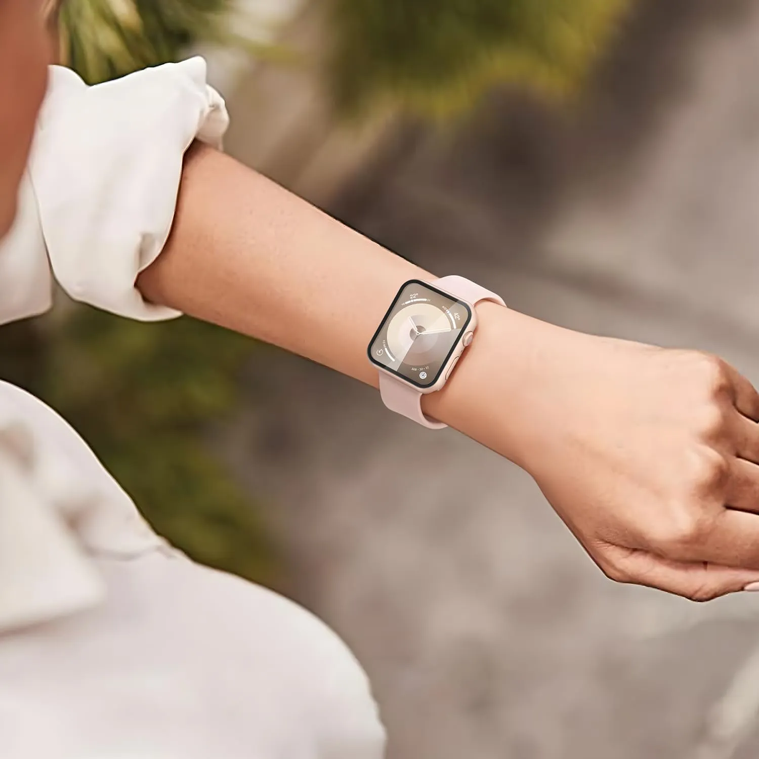 Misxi Cover con Vetro Temperato per Apple Watch Serie 9 8 7 41mm, 1 Oro Rosa + 1 Trasparente - immagine 8