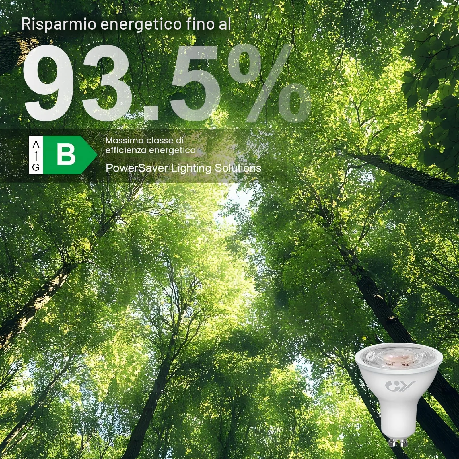 GY Lampadina LED GU10, 6.5W, 1025 Lumen, 2700K Bianco Caldo, 36°, 12 Pezzi - immagine 8